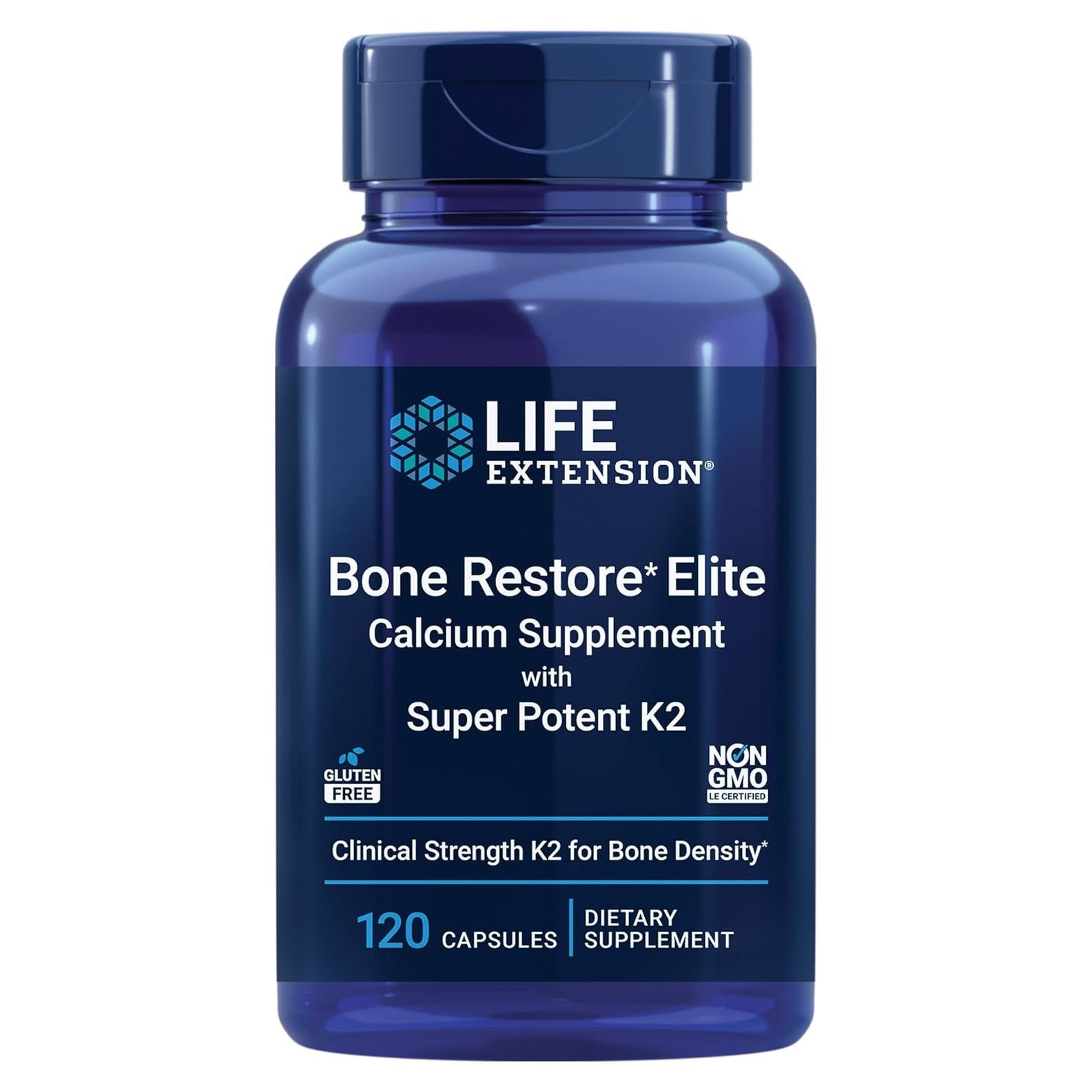 Suplemento de Calcio Life Extension Bone Restore Elite 120 Cápsulas