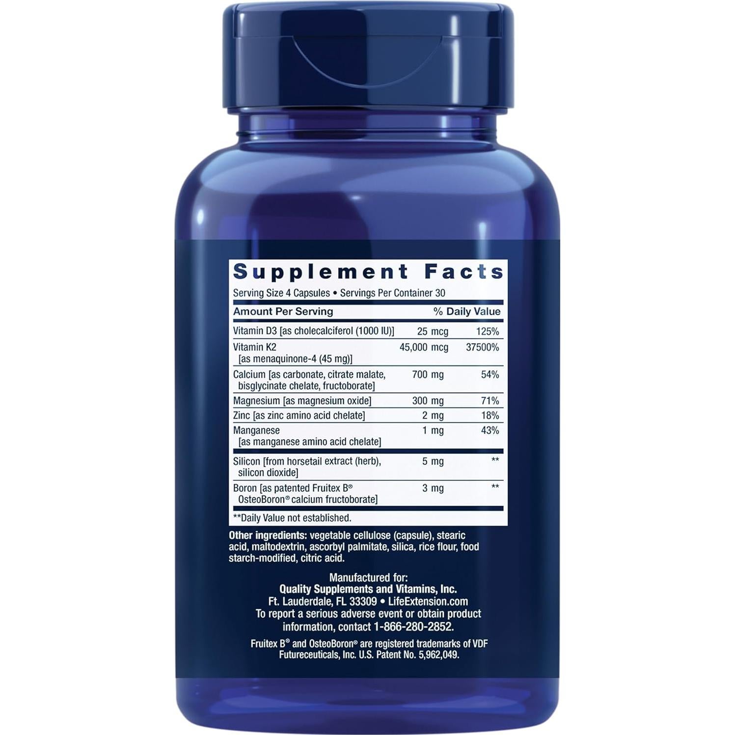 Suplemento de Calcio Life Extension Bone Restore Elite 120 Cápsulas