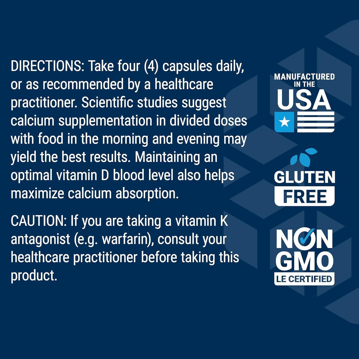 Suplemento de Calcio Life Extension Bone Restore Elite 120 Cápsulas