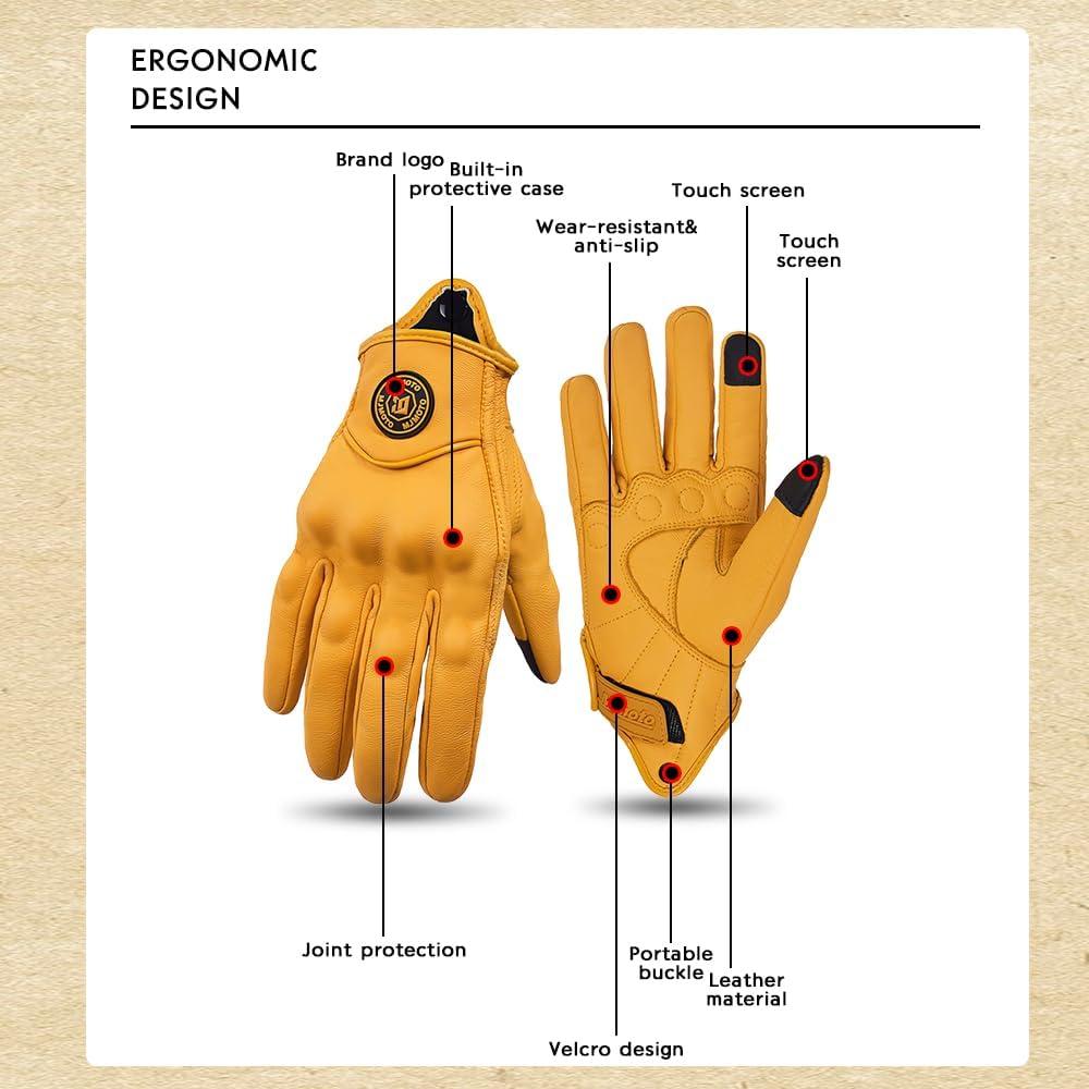 Guantes de Motocicleta MJMOTO Amarillo Clásico Táctiles