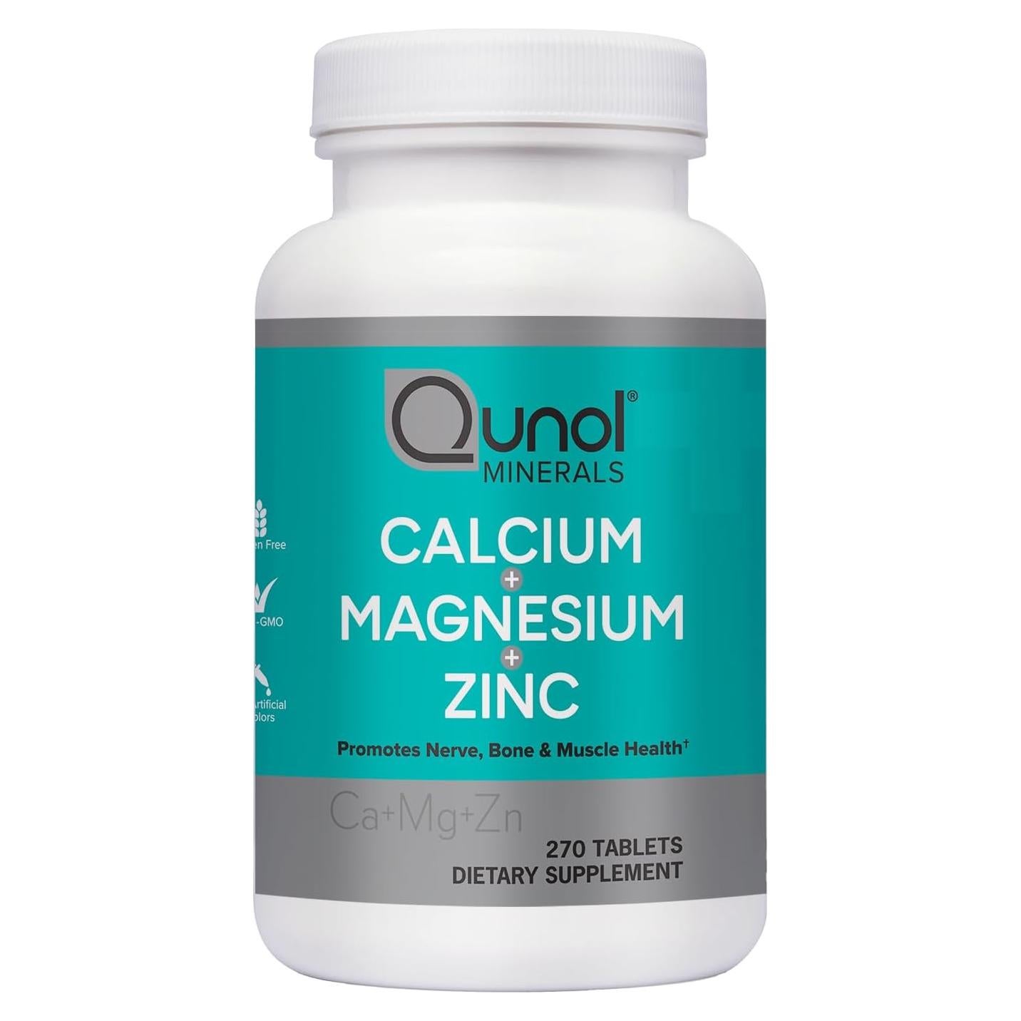 Tabletas Qunol 3 en 1 Calcio, Magnesio y Zinc 270 Unidades