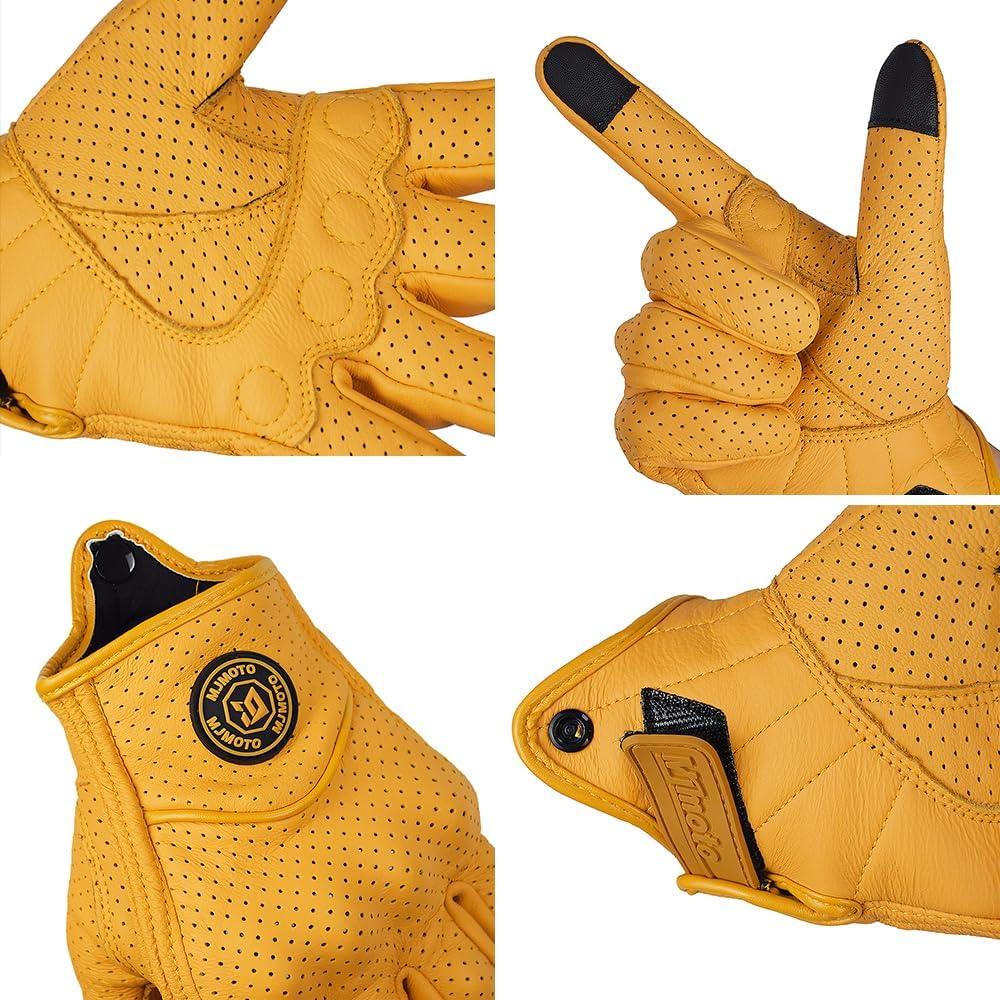 Guantes de Motocicleta MJMOTO Amarillo Táctiles Clásicos