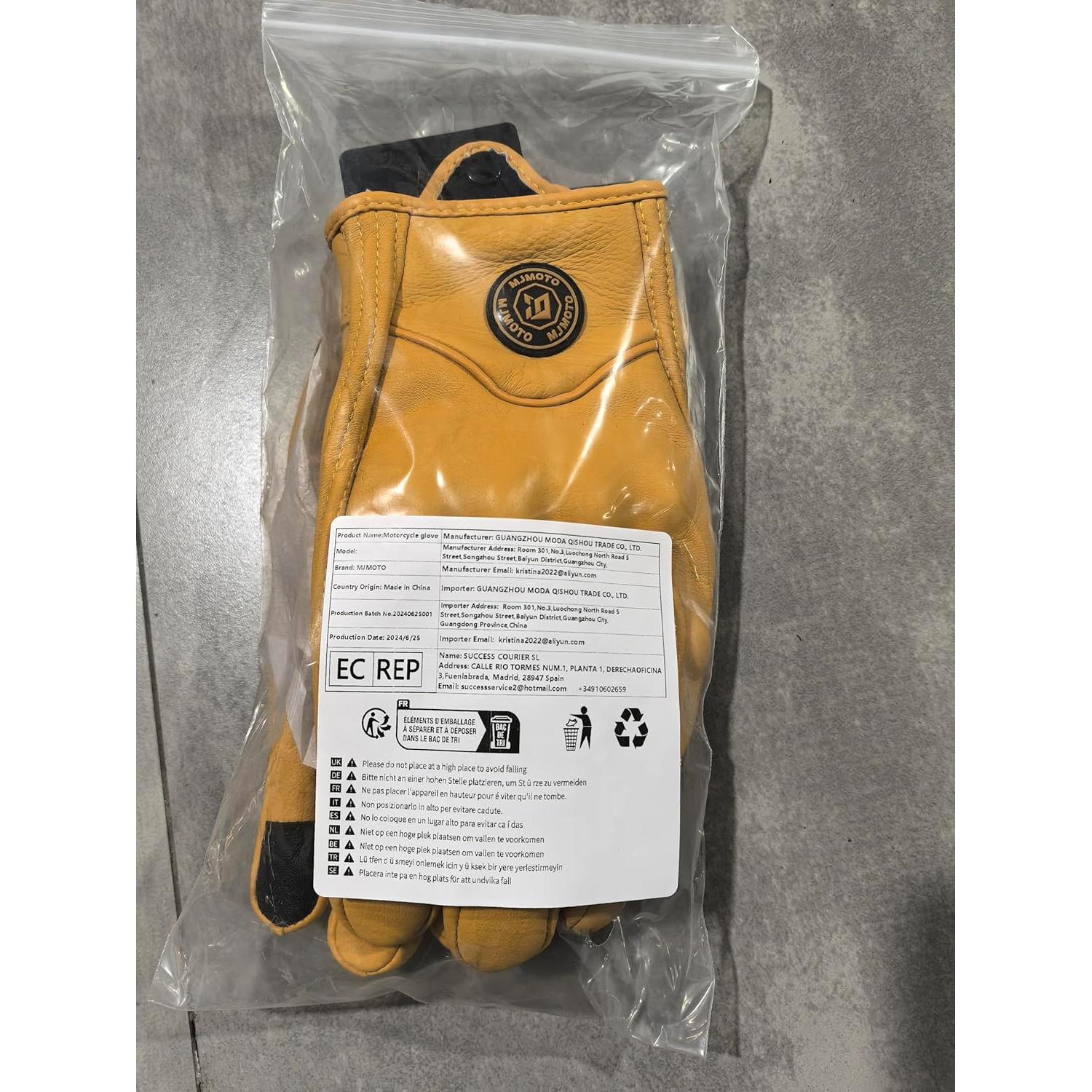 Guantes de Motocicleta MJMOTO Amarillo Táctiles Clásicos