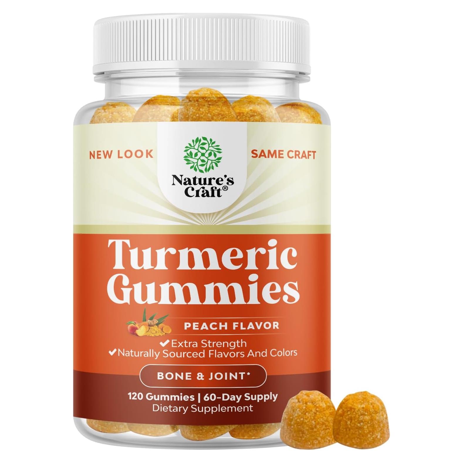 Gomitas de Cúrcuma Natures Craft 120 Unidades Sabor Durazno