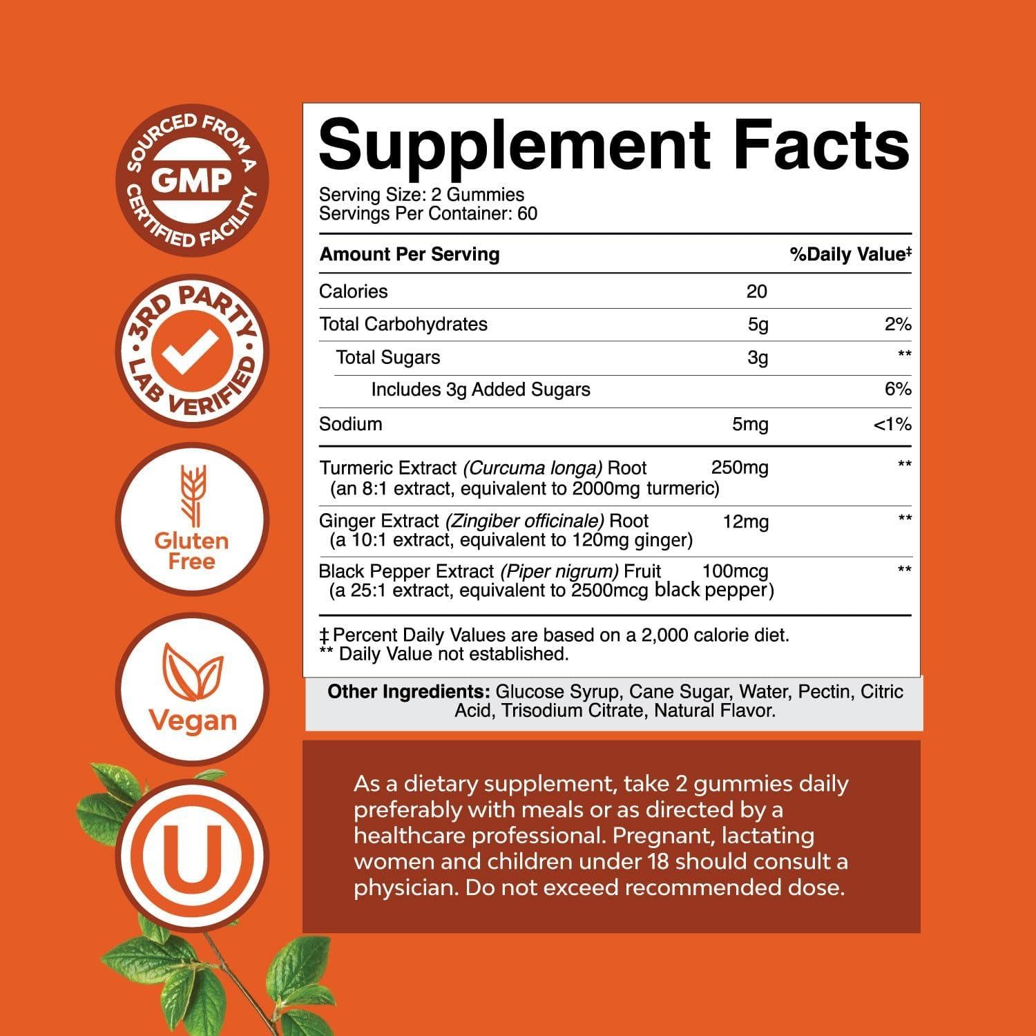 Gomitas de Cúrcuma Natures Craft 120 Unidades Sabor Durazno