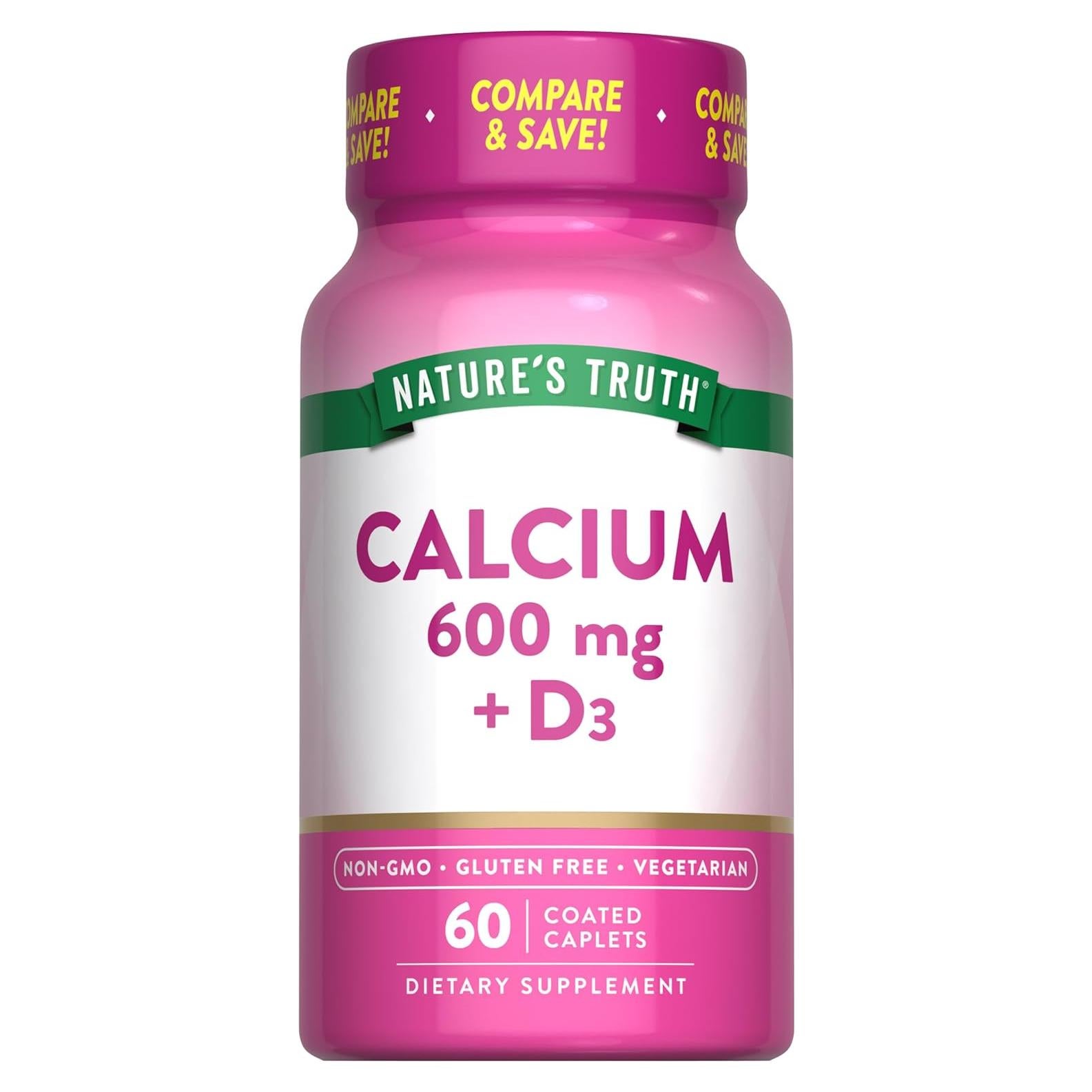 Calcio 600 mg con Vitamina D3 Verdad de la Naturaleza 60 Tabletas