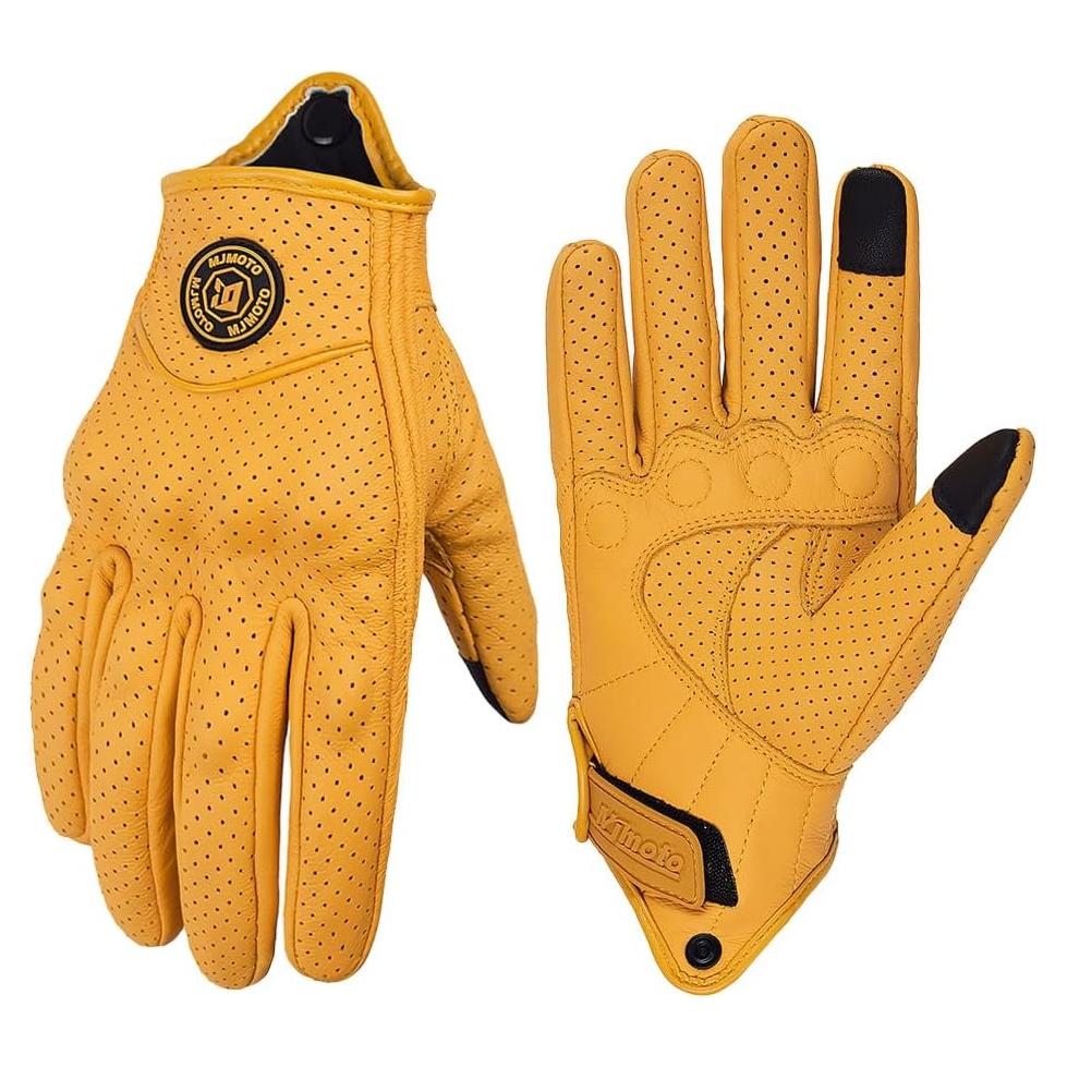 Guantes de Motocicleta MJMOTO Amarillo Talla Mediana Transpirables