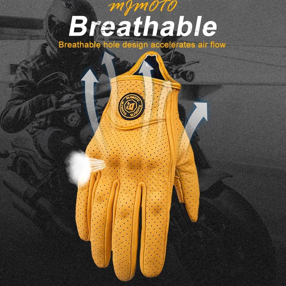 Guantes de Motocicleta MJMOTO Amarillo Talla Mediana Transpirables