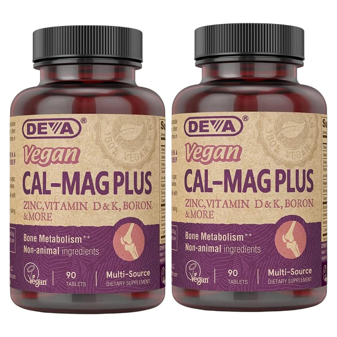 Suplemento Vegano DEVA Calcio y Magnesio 90 Tabletas x2