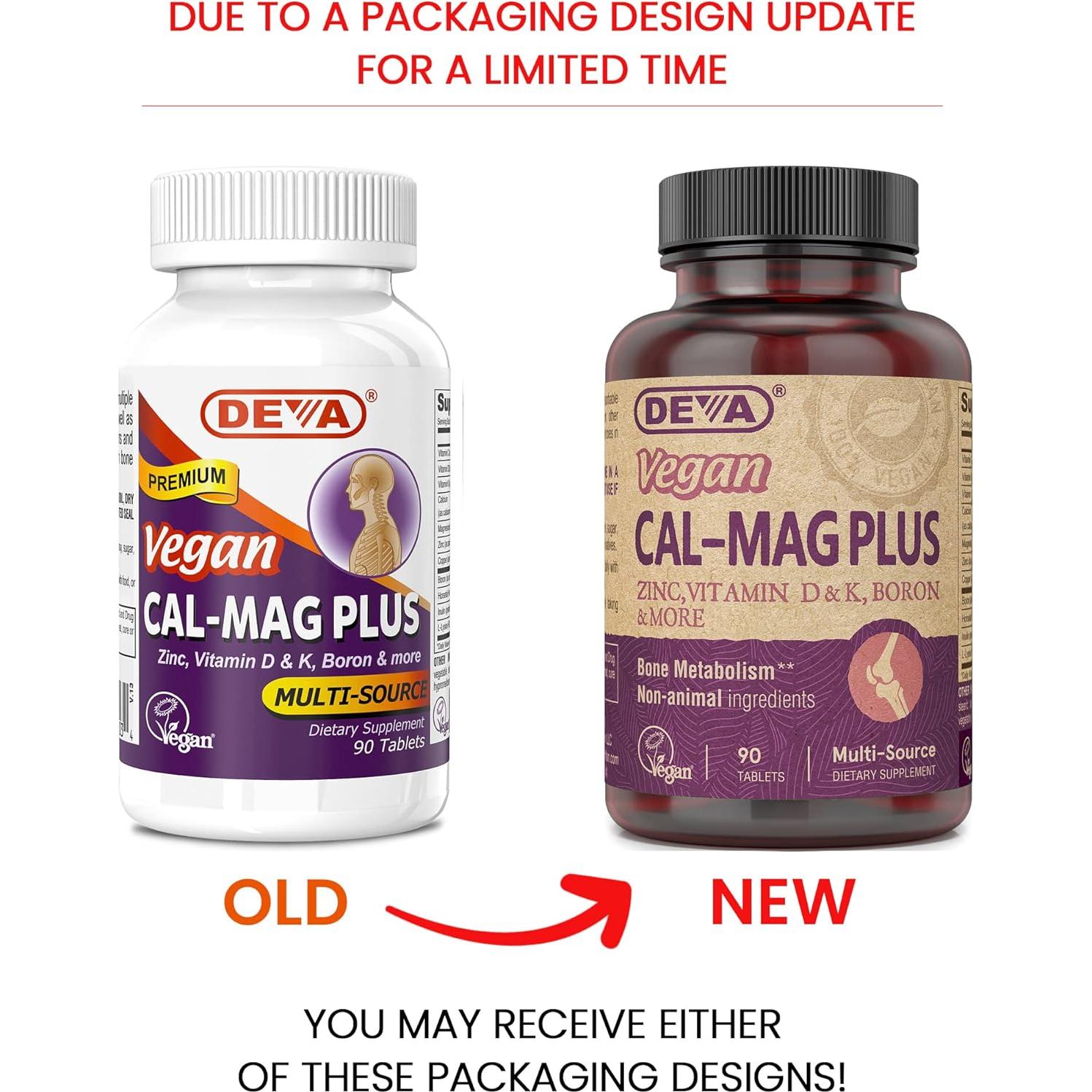 Suplemento Vegano DEVA Calcio y Magnesio 90 Tabletas x2