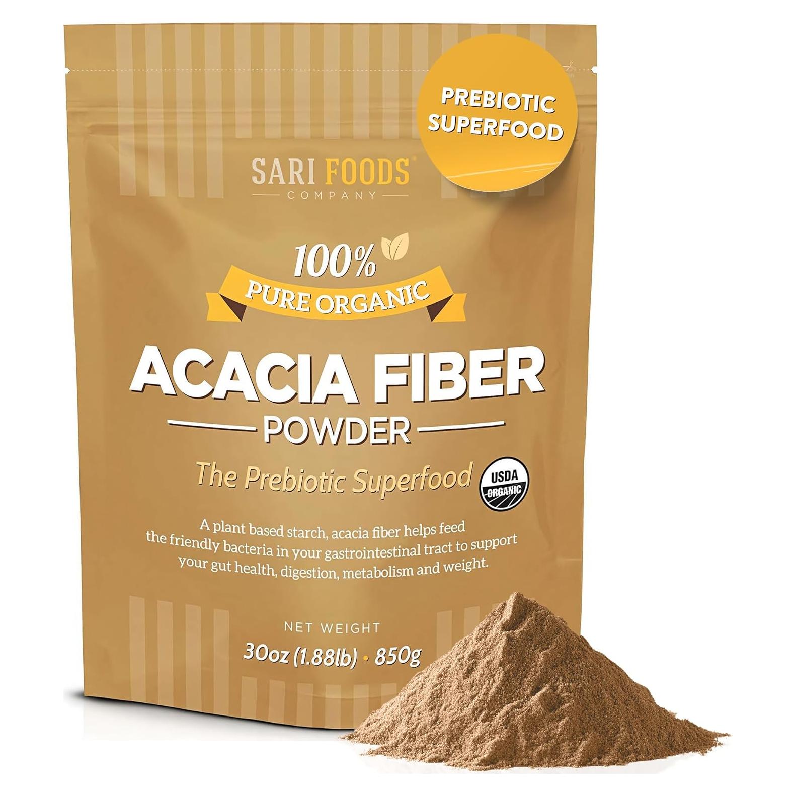 Polvo de Fibra de Acacia Orgánica Sari Foods 850g - Prebiótico Natural