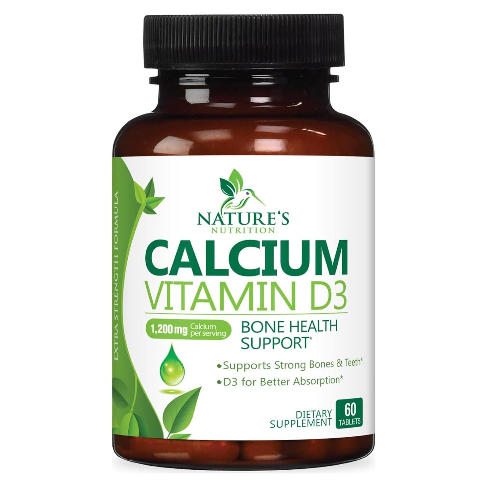 Suplemento de Calcio 1200 mg con Vitamina D3 1600 UI - 60 Tabletas