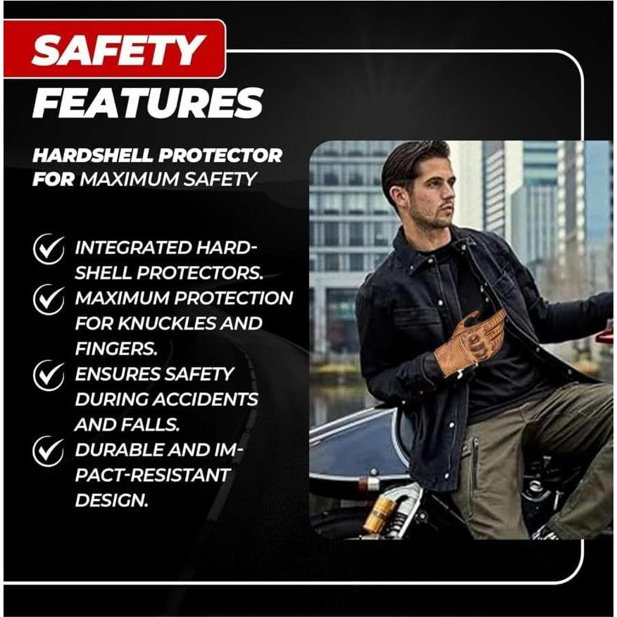 Guantes de Motocicleta aaasportx M20 Cuero Negro Táctiles