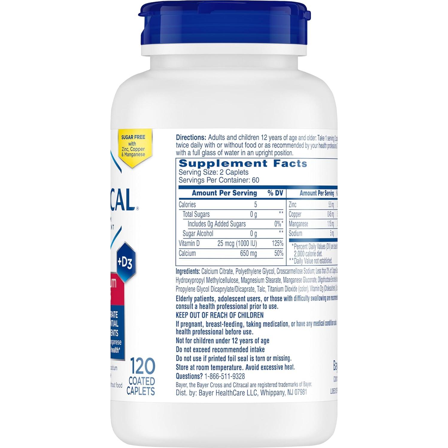 Citracal Maximum Plus 650 mg Calcio + 1000 UI Vitamina D3