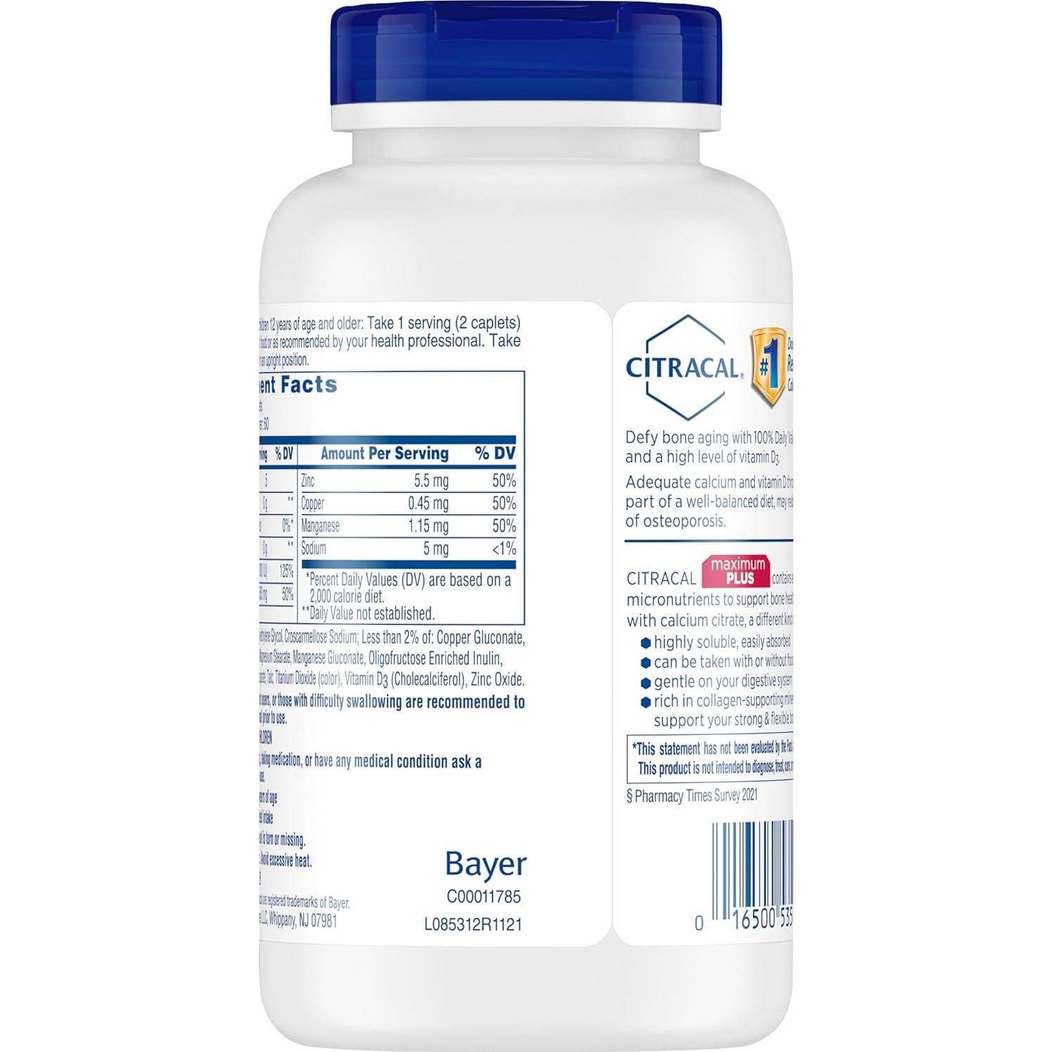 Citracal Maximum Plus 650 mg Calcio + 1000 UI Vitamina D3