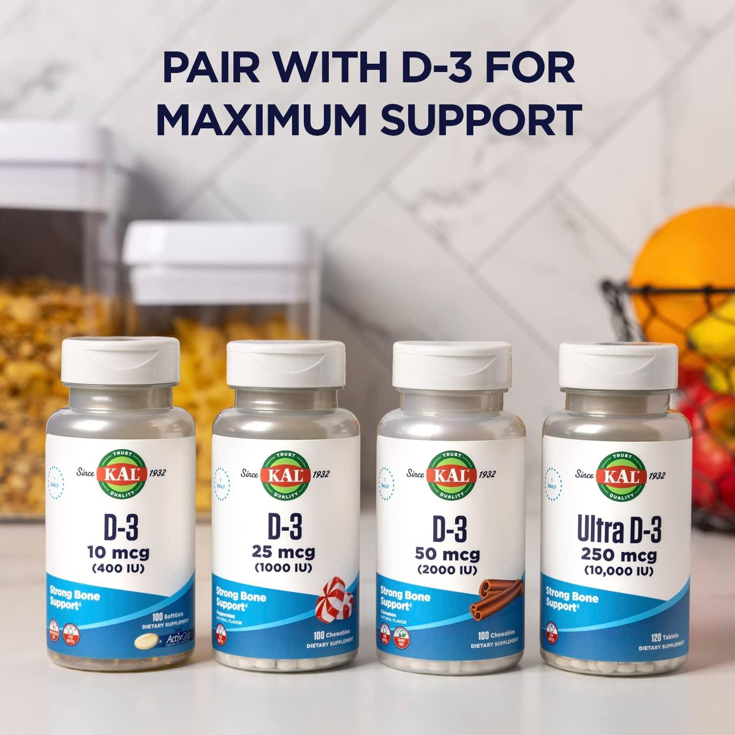 Citrato de Calcio KAL 1000mg 180 Tabletas Suplemento Óseo