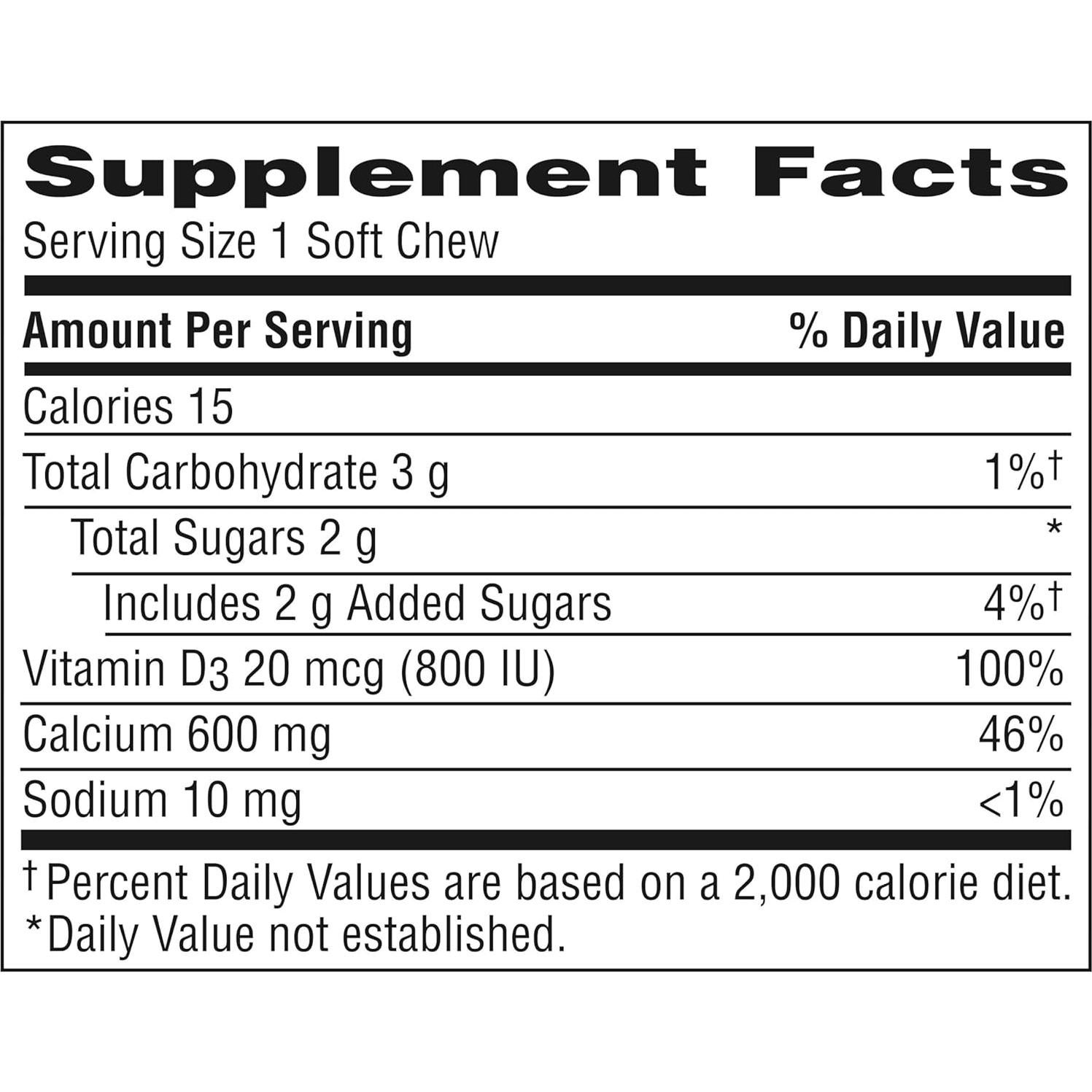 Caltrate Soft Chews 600 Plus D3 Calcio y Vitamina D Crema Vainilla 60 Unidades