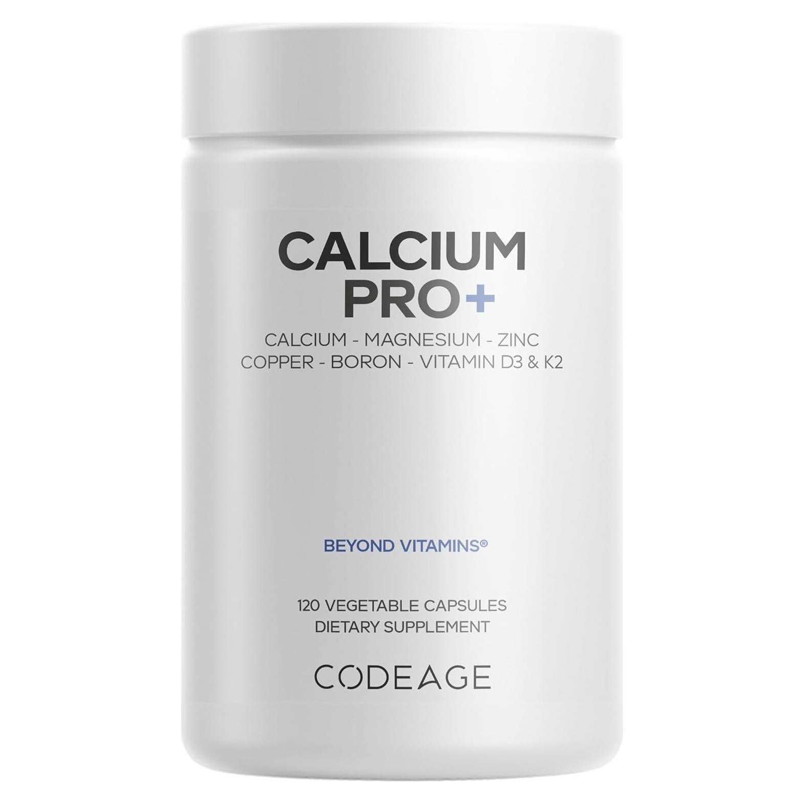 Suplemento de Calcio Codeage 250mg + Vitamina D3 y Minerales - 120 Cápsulas