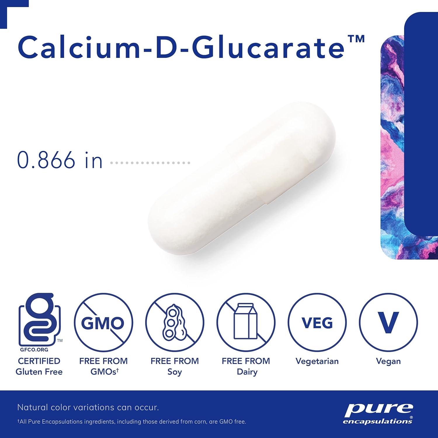 Suplemento Glucarato de Calcio-D Pure Encapsulations 60 Cápsulas