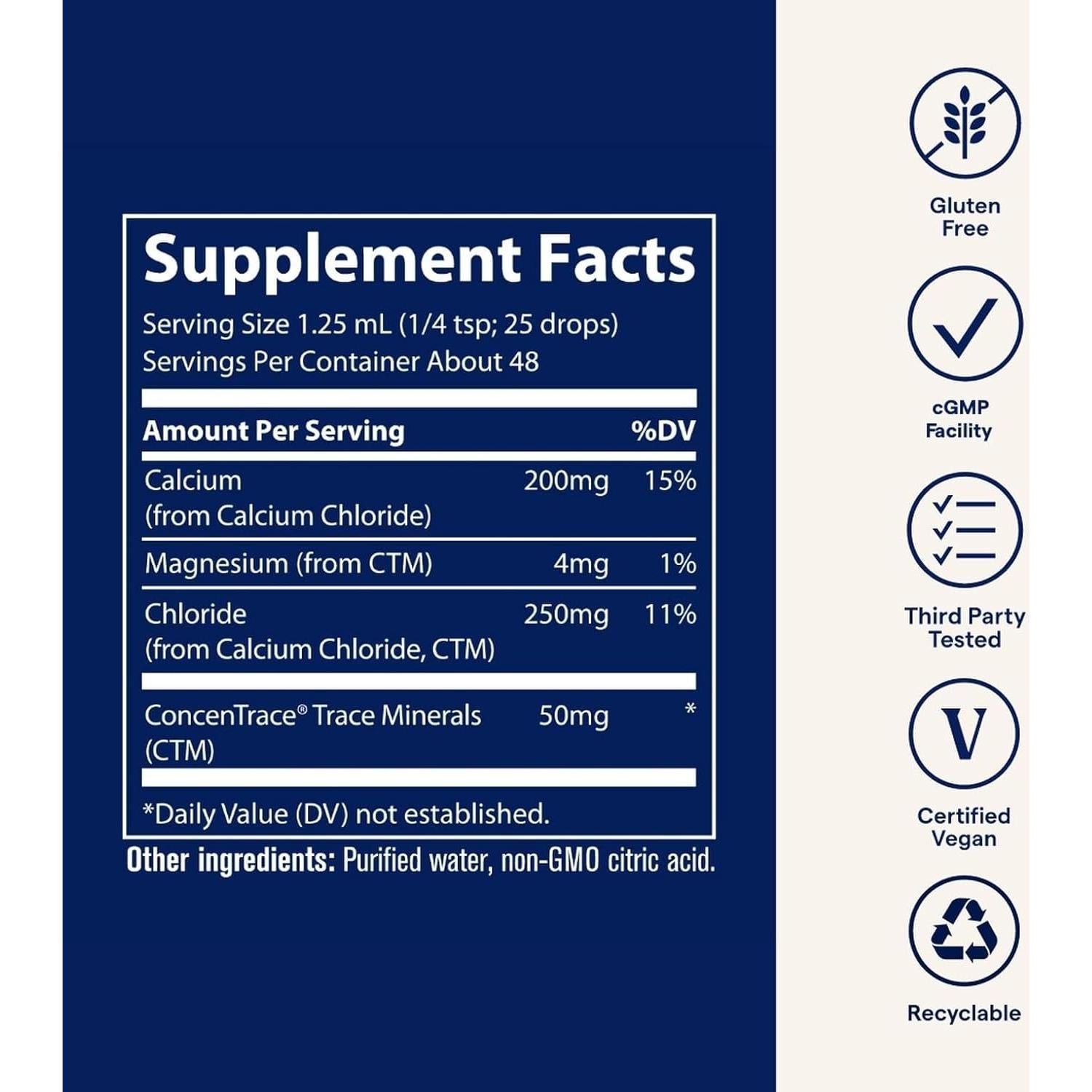 Suplemento Líquido de Calcio Iónico Minerales Traza 59 ml
