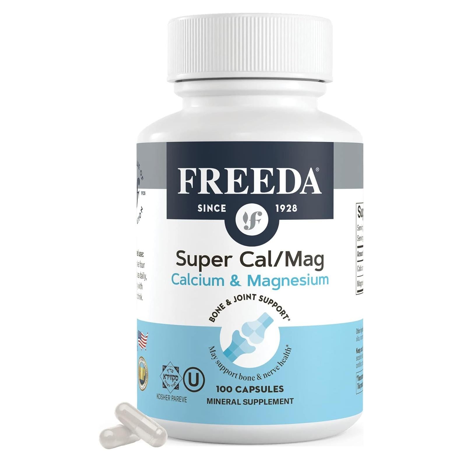 Suplemento Freeda Super Cal/Mg - 100 Cápsulas Veganas