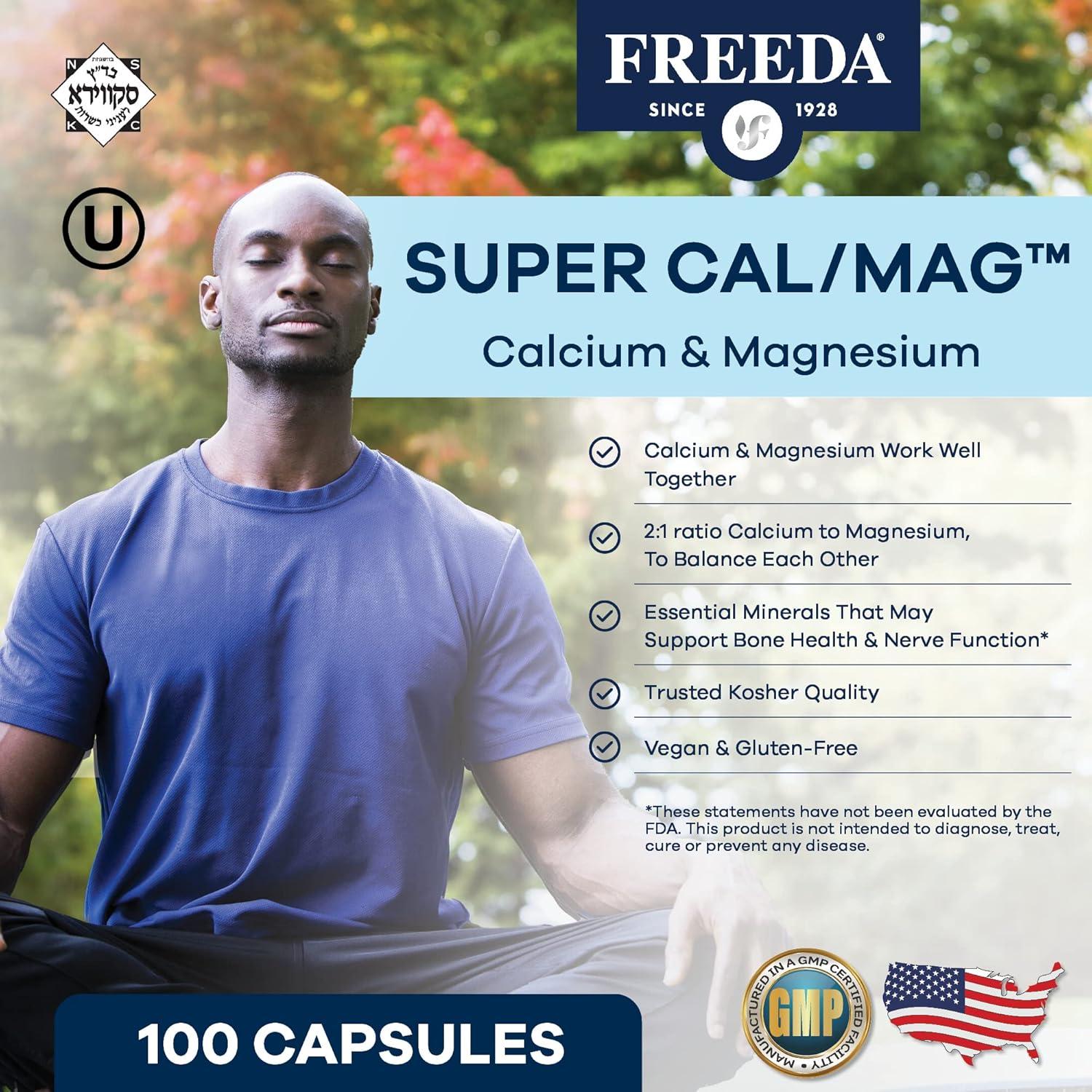 Suplemento Freeda Super Cal/Mg - 100 Cápsulas Veganas