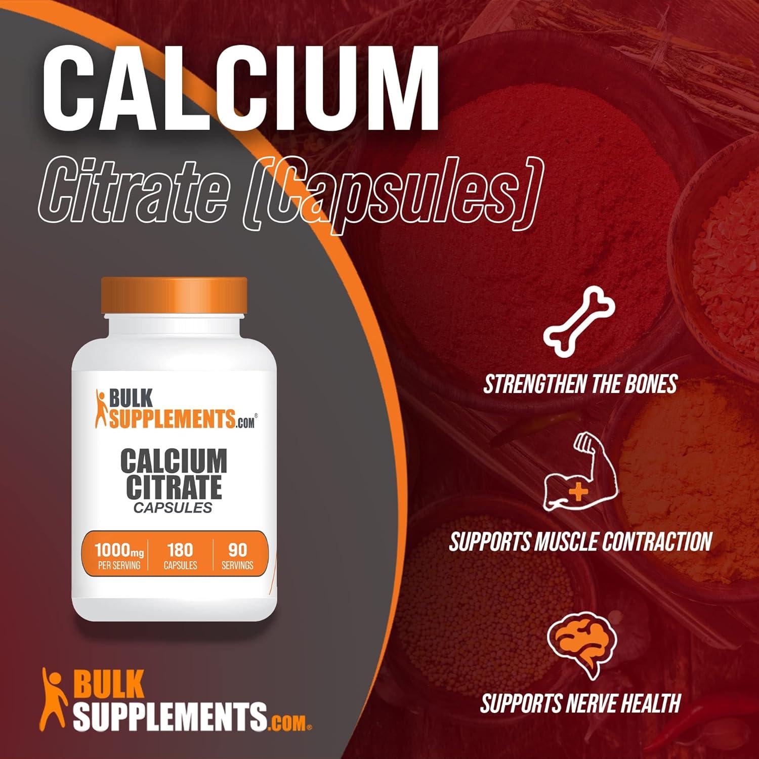 Cápsulas de Citrato de Calcio BulkSupplements 1000mg - 180 Unidades