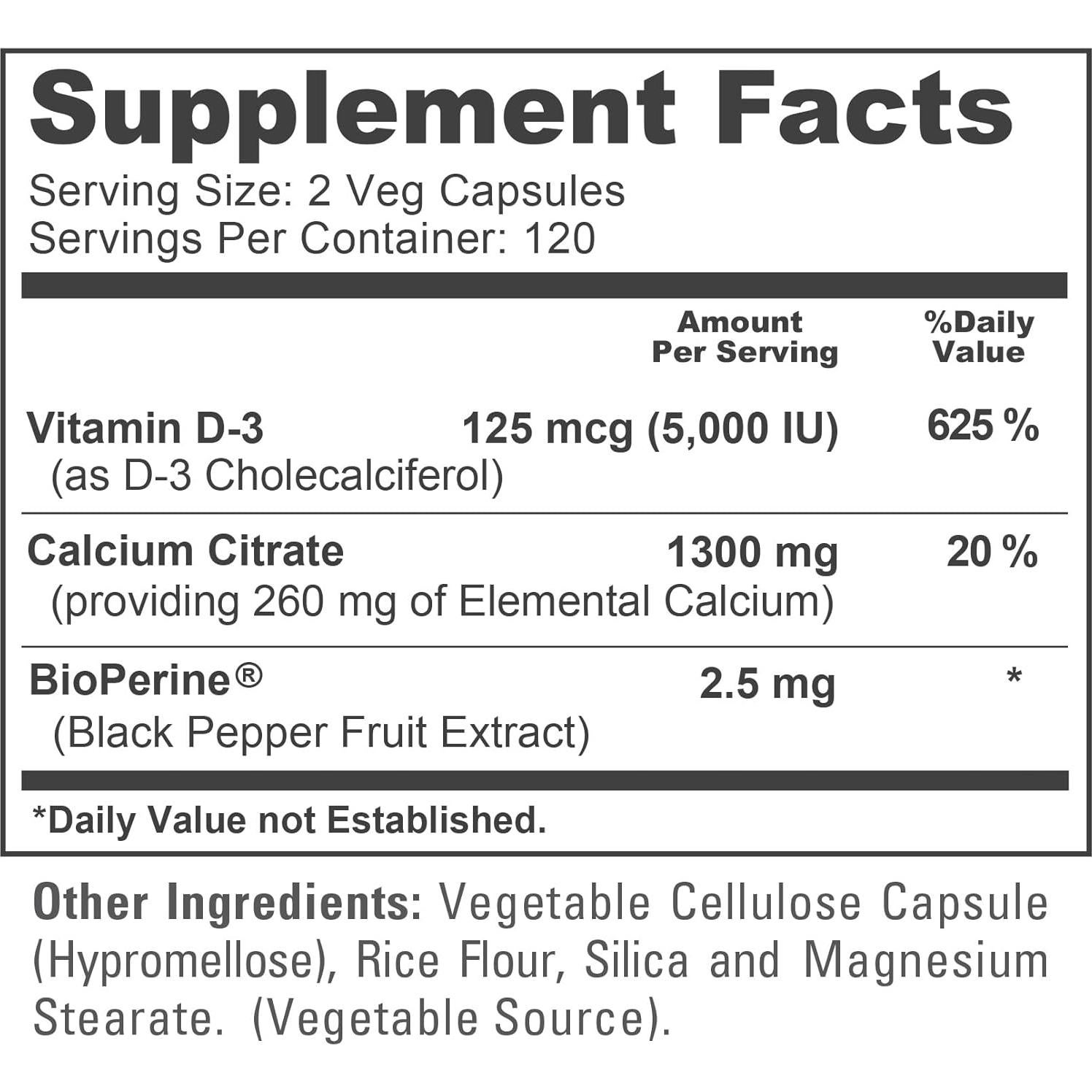 NusaPure Calcio Citrato 1300mg + Vitamina D3 240 Cápsulas