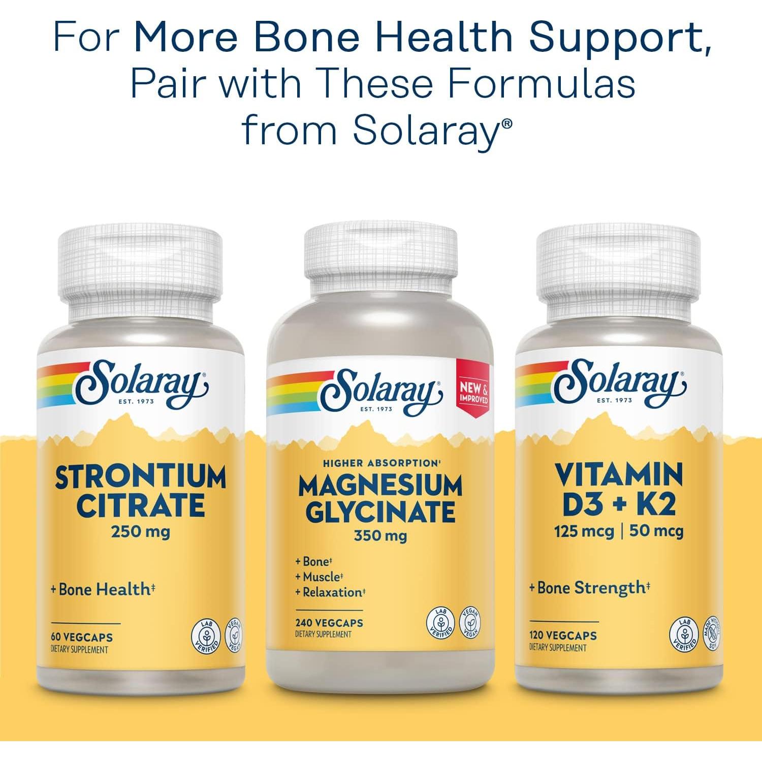 Suplemento de Calcio Bisglicinato Solaray 1000mg con Vitamina D3