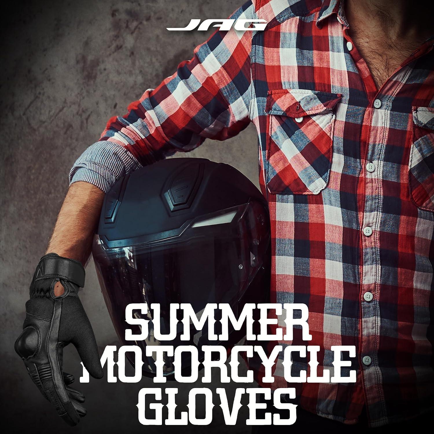 Guantes de Motocicleta J.A.G. Cuero Perforado Táctiles