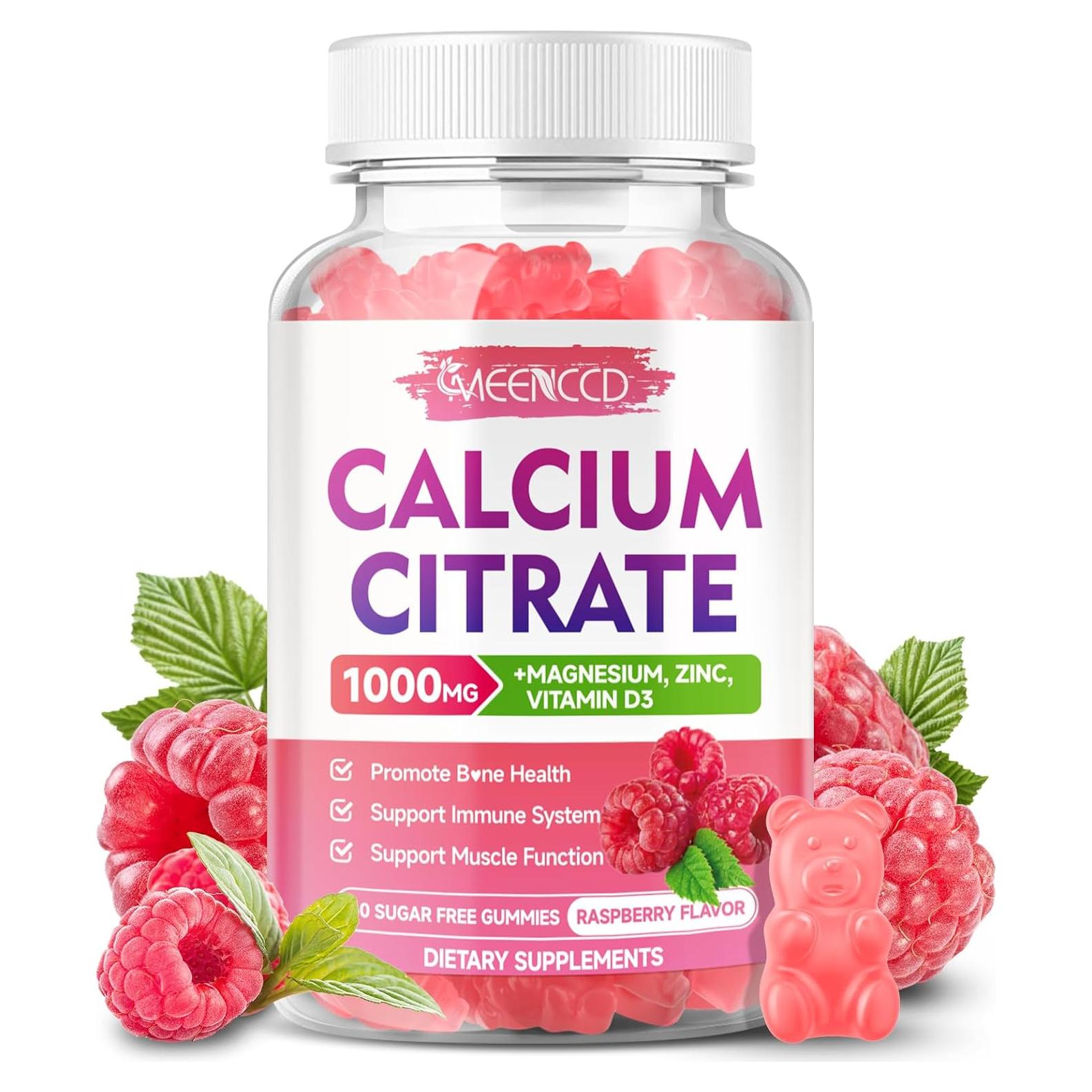 Gomitas de Citrato de Calcio 1000mg MEENCCD con Vitamina D3 60 Unidades