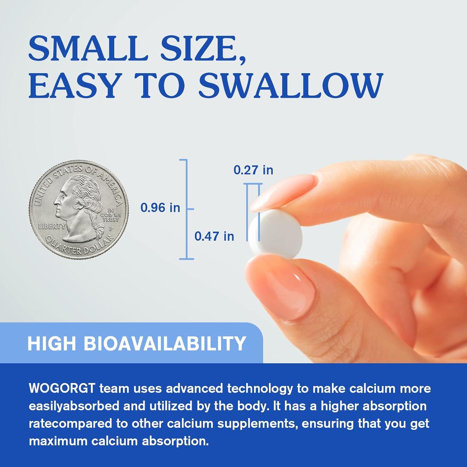 Suplemento de Citrato de Calcio 1200mg WOGORGT con D3 120 Tabletas