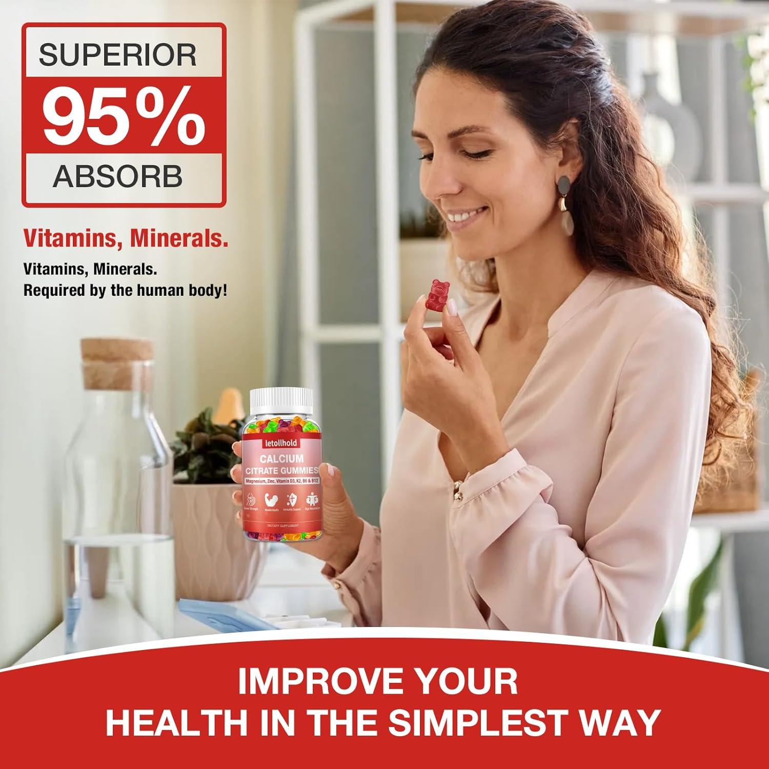 Gomitas de Calcio Citrato 1200mg con Magnesio y Vitaminas