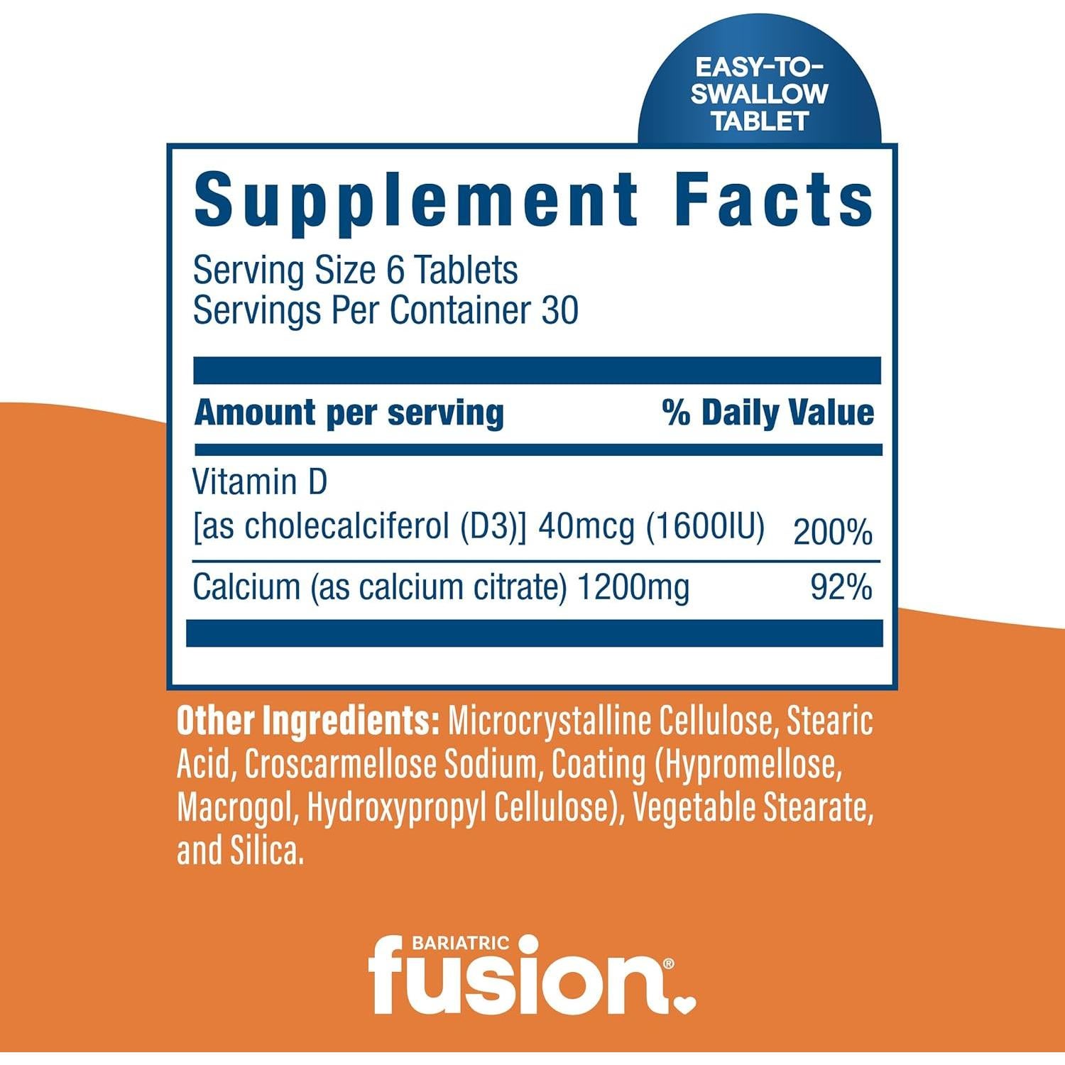 Suplemento de Calcio Citrato Bariátrico 600mg con Vitamina D3 - 180 Tabletas