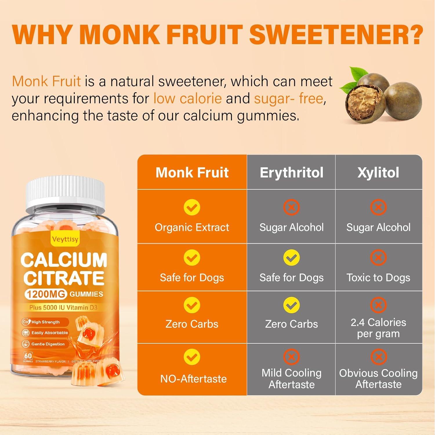 Gomitas de Calcio 1200 mg Veyttisy con Vitamina D3 5000 UI