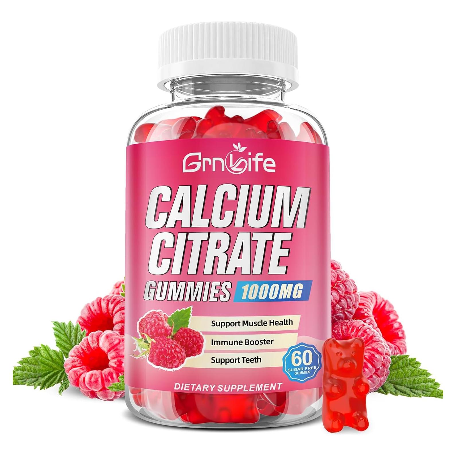 Gomitas de Citrato de Calcio GrnLife 1000mg Frambuesa 60 Unidades