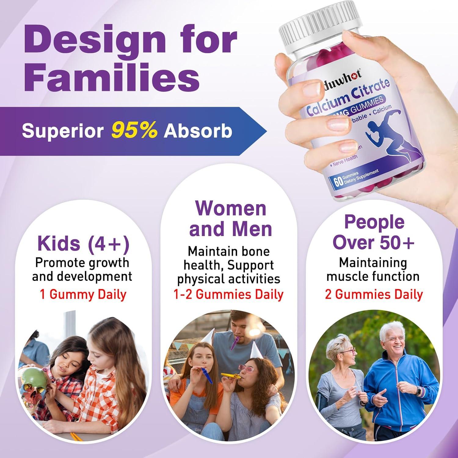 Gomitas de Citrato de Calcio Newtrisland 1000mg Sabor Arándano 120 Unidades