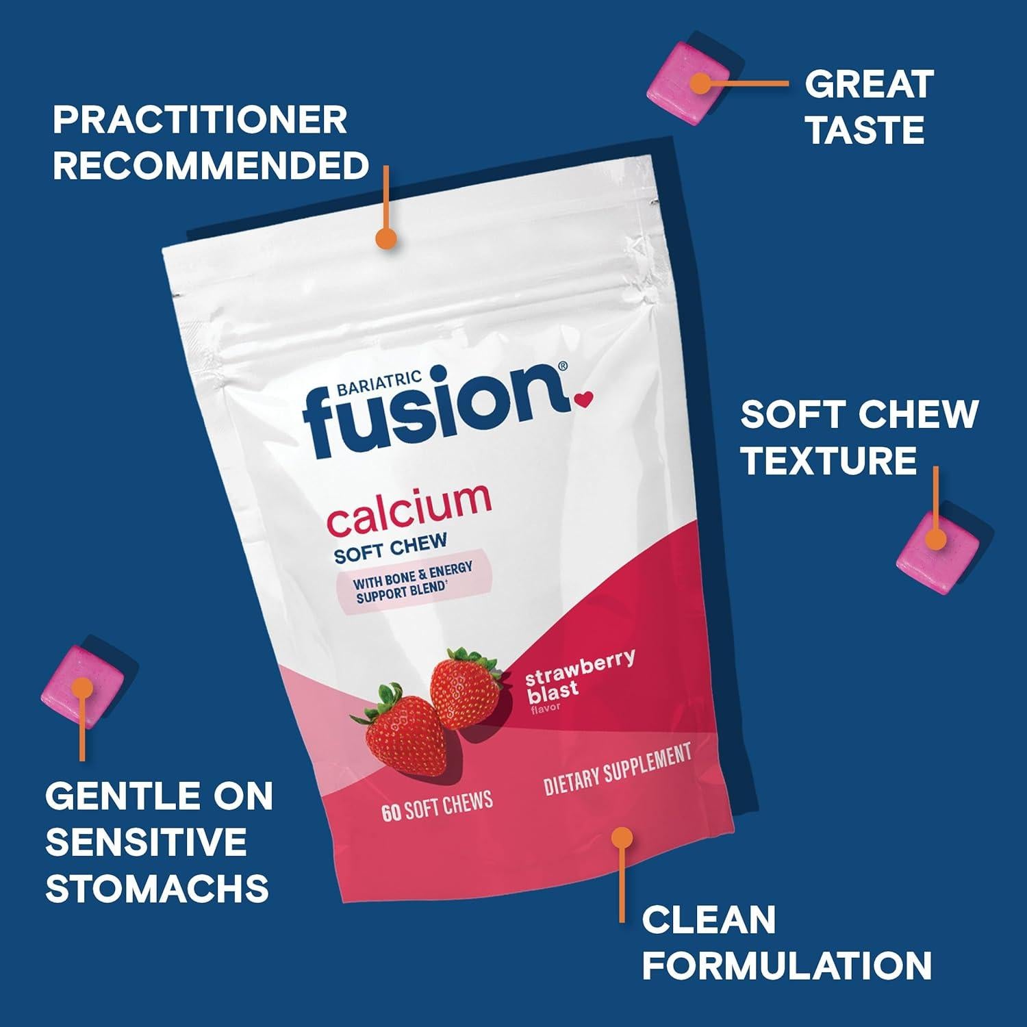 Suplemento de Calcio Masticable Bariátrico Fusion Fresa 500mg