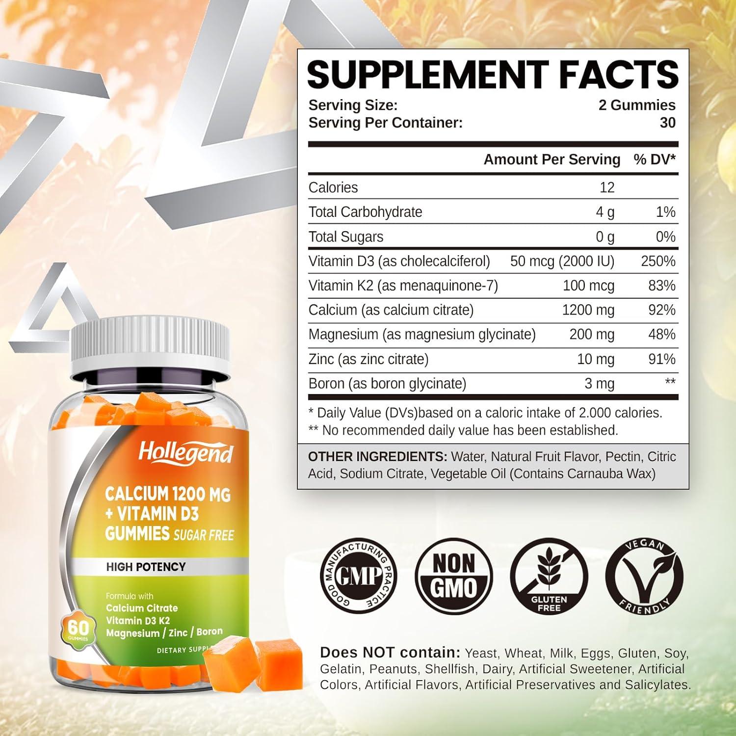 Gomitas de Calcio 1200 mg HendyBe con Vitamina D3 y K2