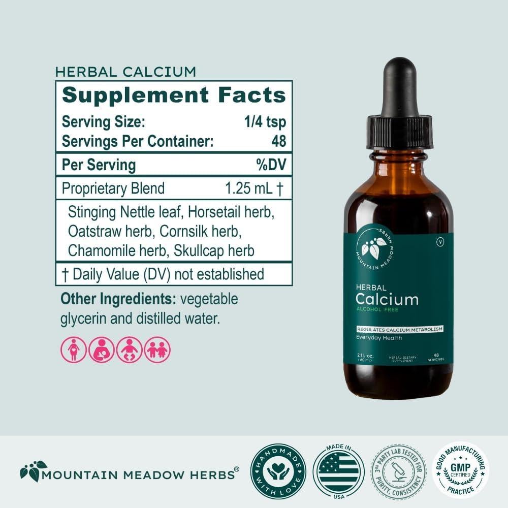 Calcio Herbal Líquido Vegano Mountain Meadow 59 ml - Huesos y Dientes