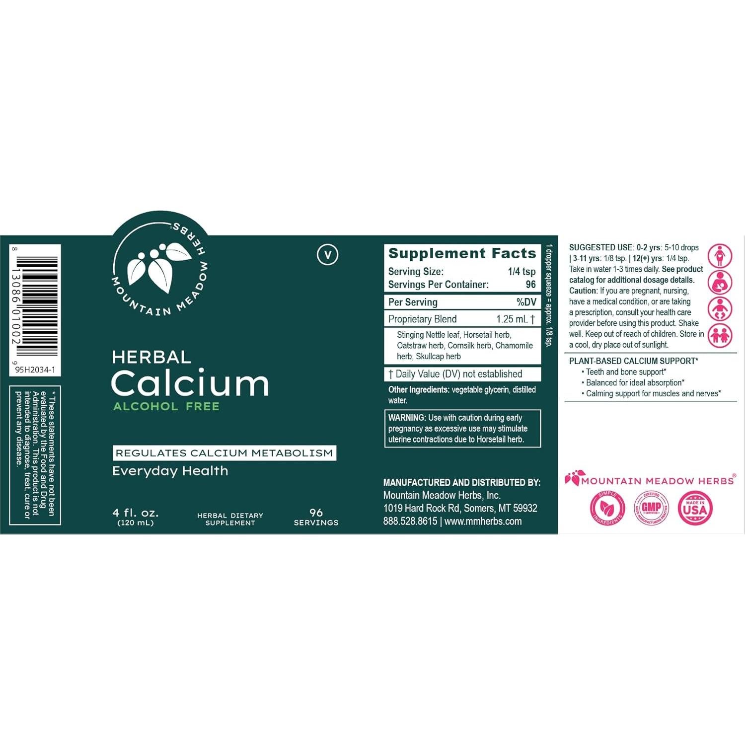 Calcio Herbal Líquido Vegano Mountain Meadow 59 ml - Huesos y Dientes