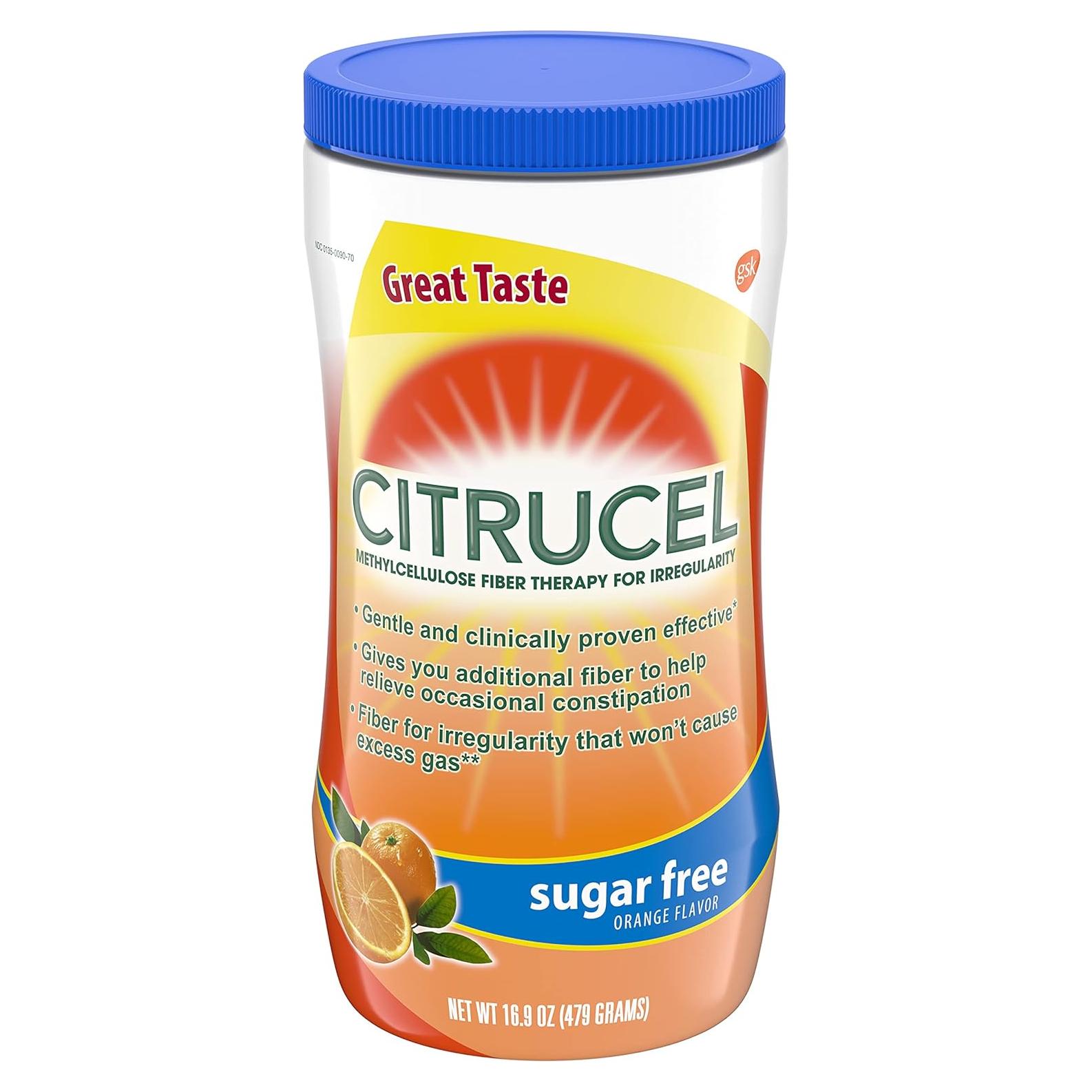 Citrucel Polvo de Fibra Sin Azúcar 478.7g Sabor Naranja