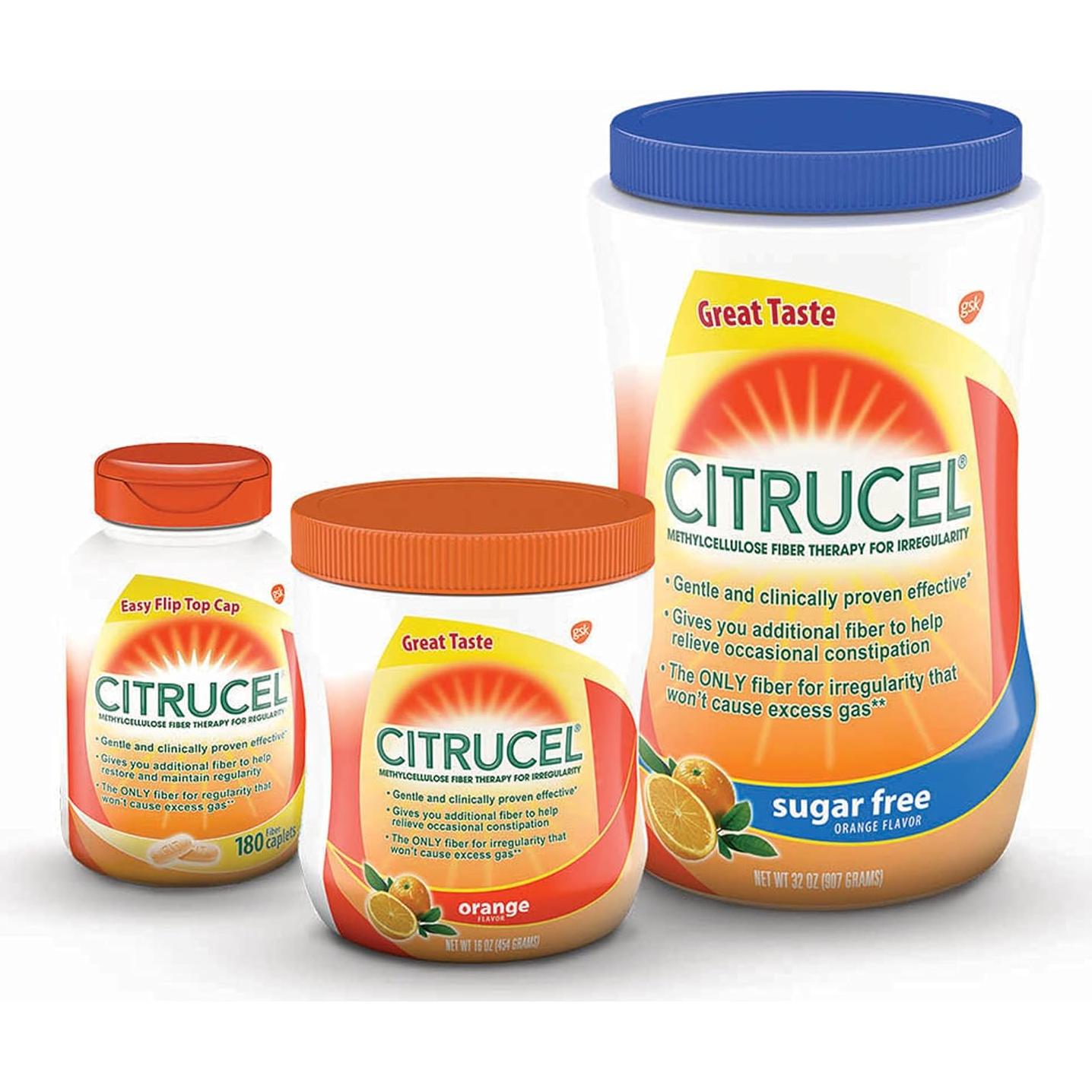 Citrucel Polvo de Fibra Sin Azúcar 478.7g Sabor Naranja