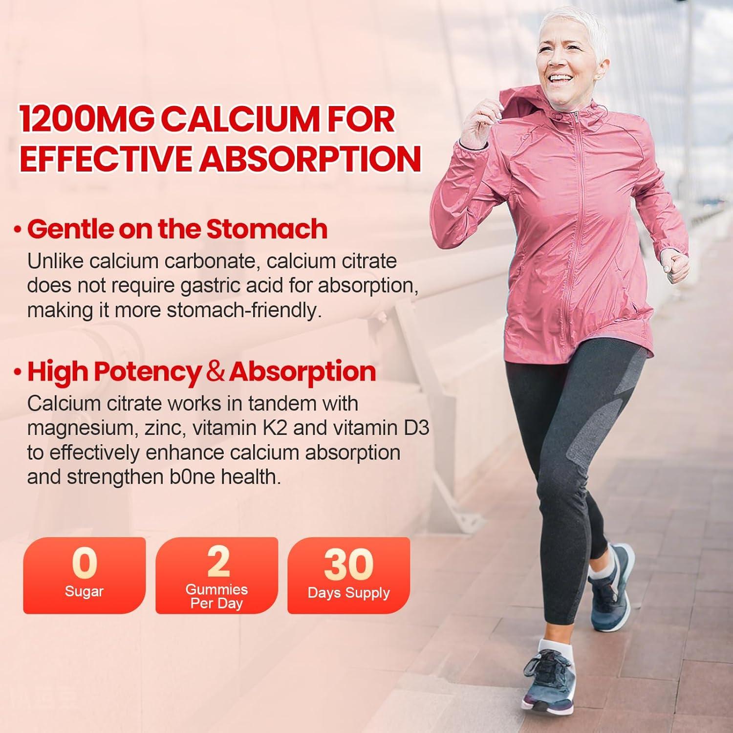 Gomitas de Citrato de Calcio 1200mg Ceecisee - Veganas, Sin Azúcar, 120 Unidades