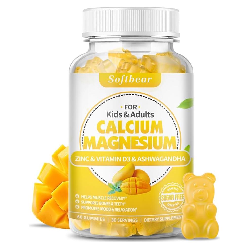 Gominolas de Calcio Magnesio Zinc Softbear 600 mg Sabor Mango