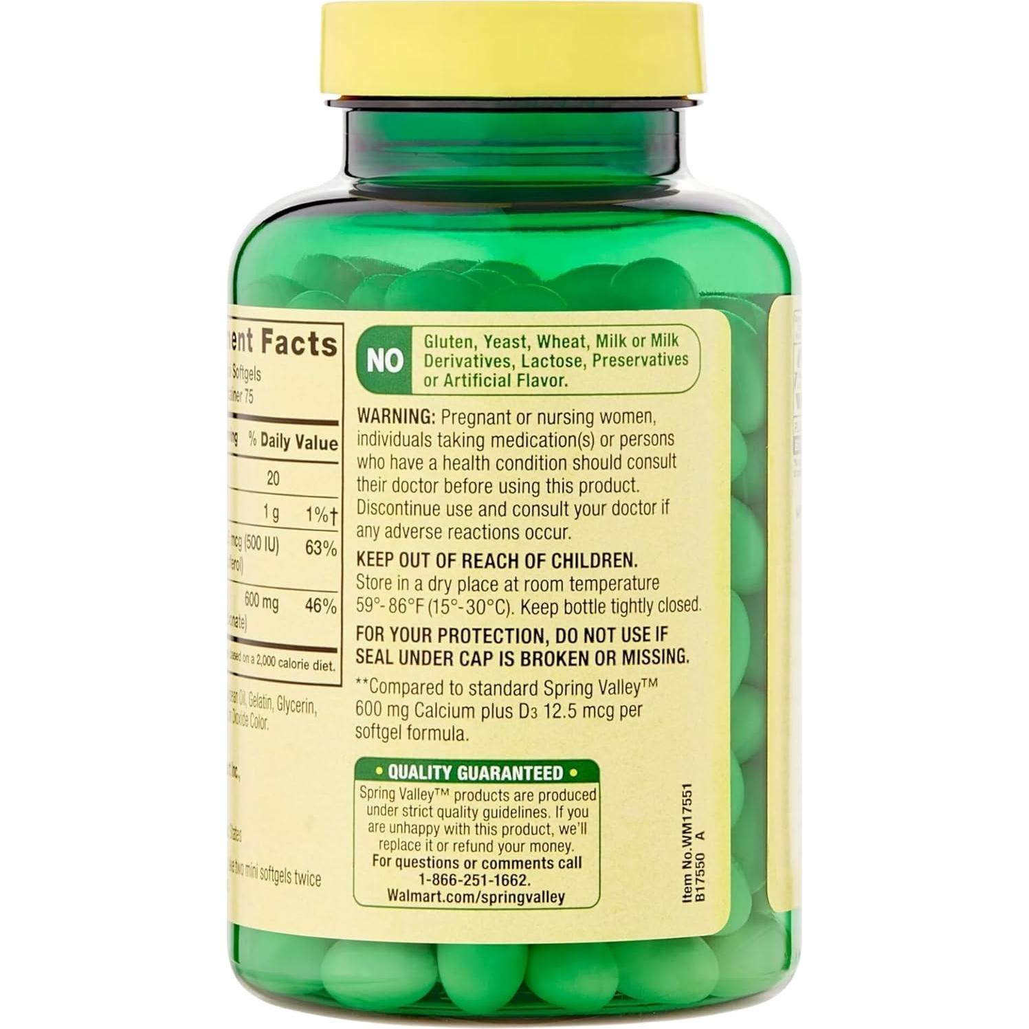 Suplemento Dietético Spring Valley Calcio Plus D3 150 Mini Gelatinas