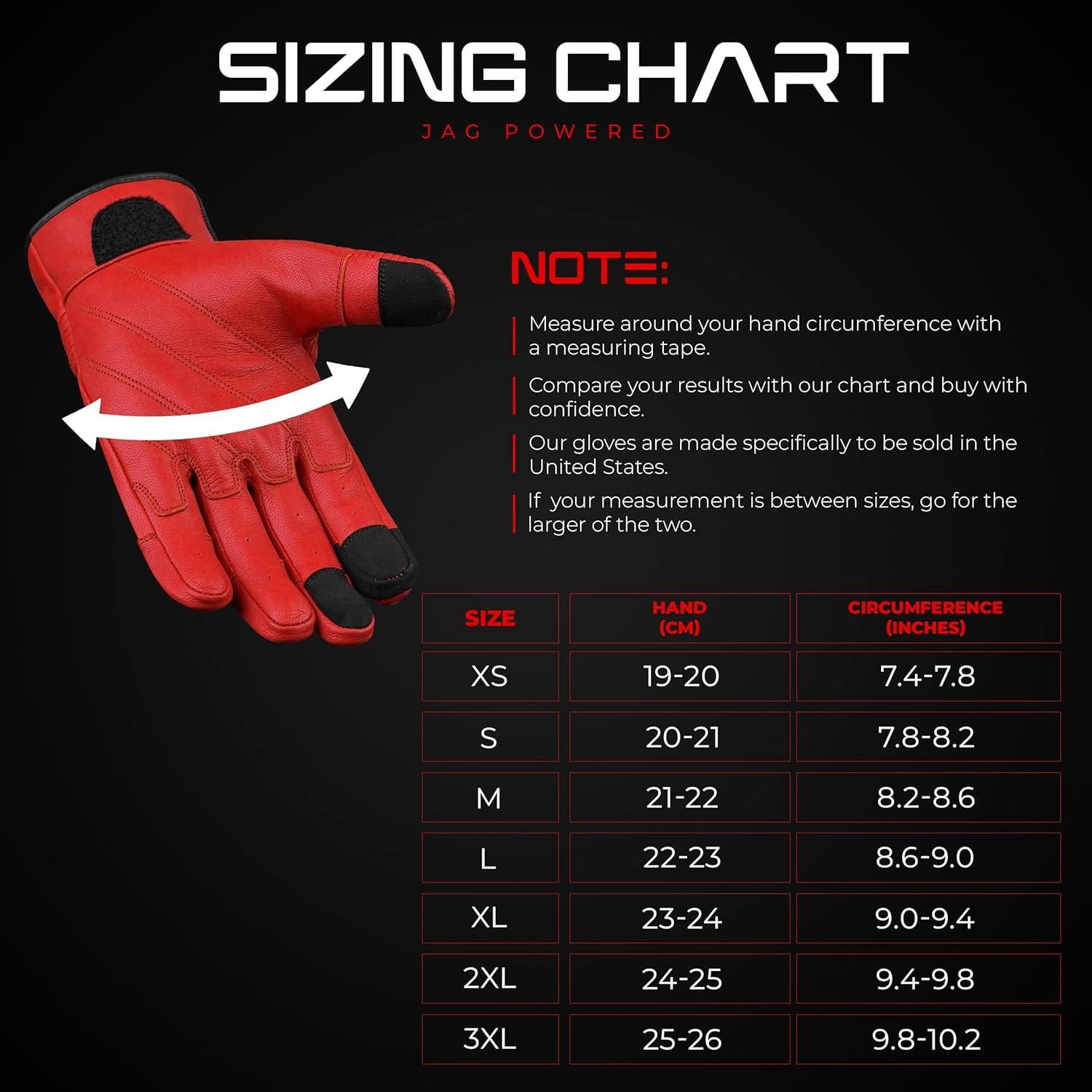 Guantes de Motocicleta J.A.G. Cuero Perforado Táctiles
