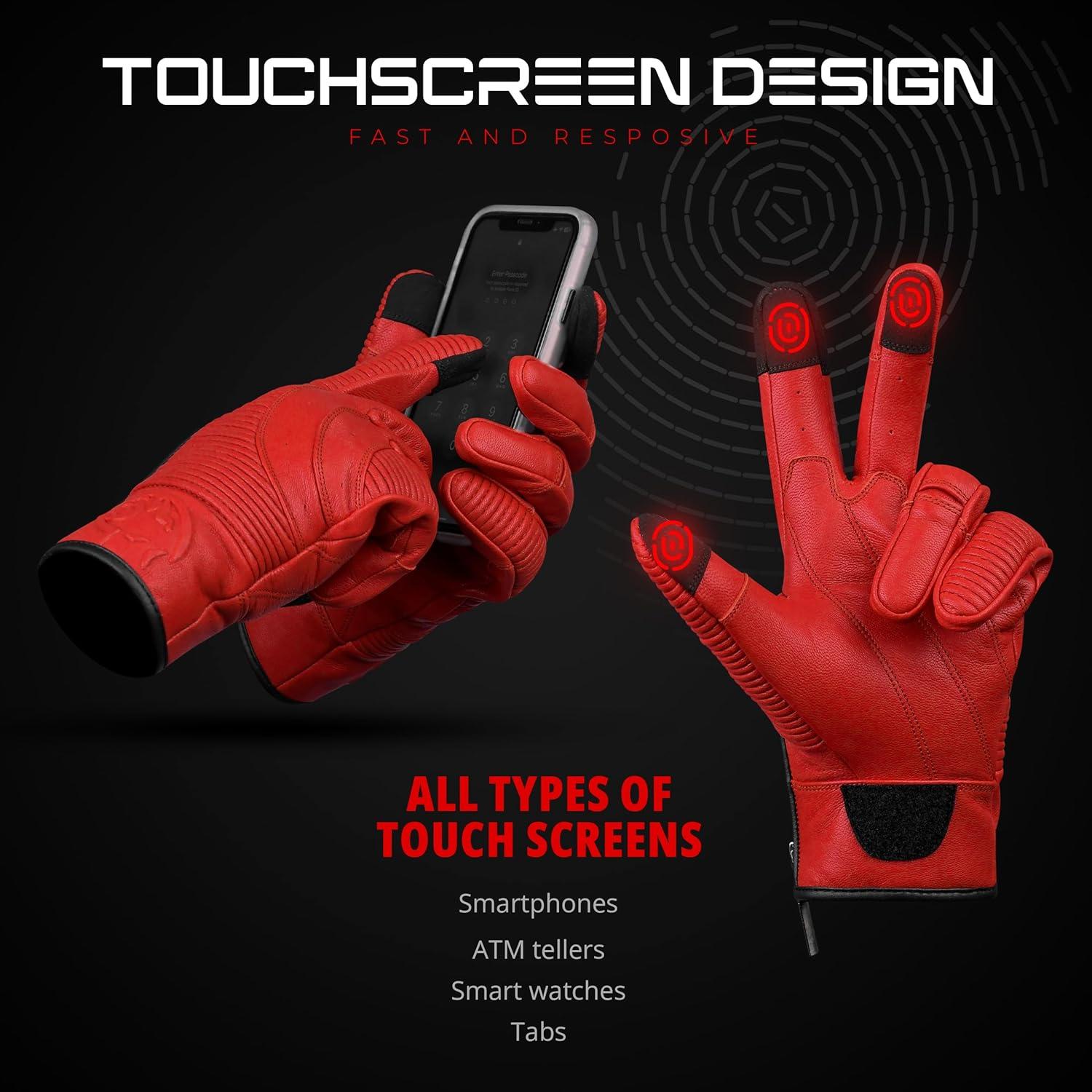 Guantes de Motocicleta J.A.G. Cuero Perforado Táctiles