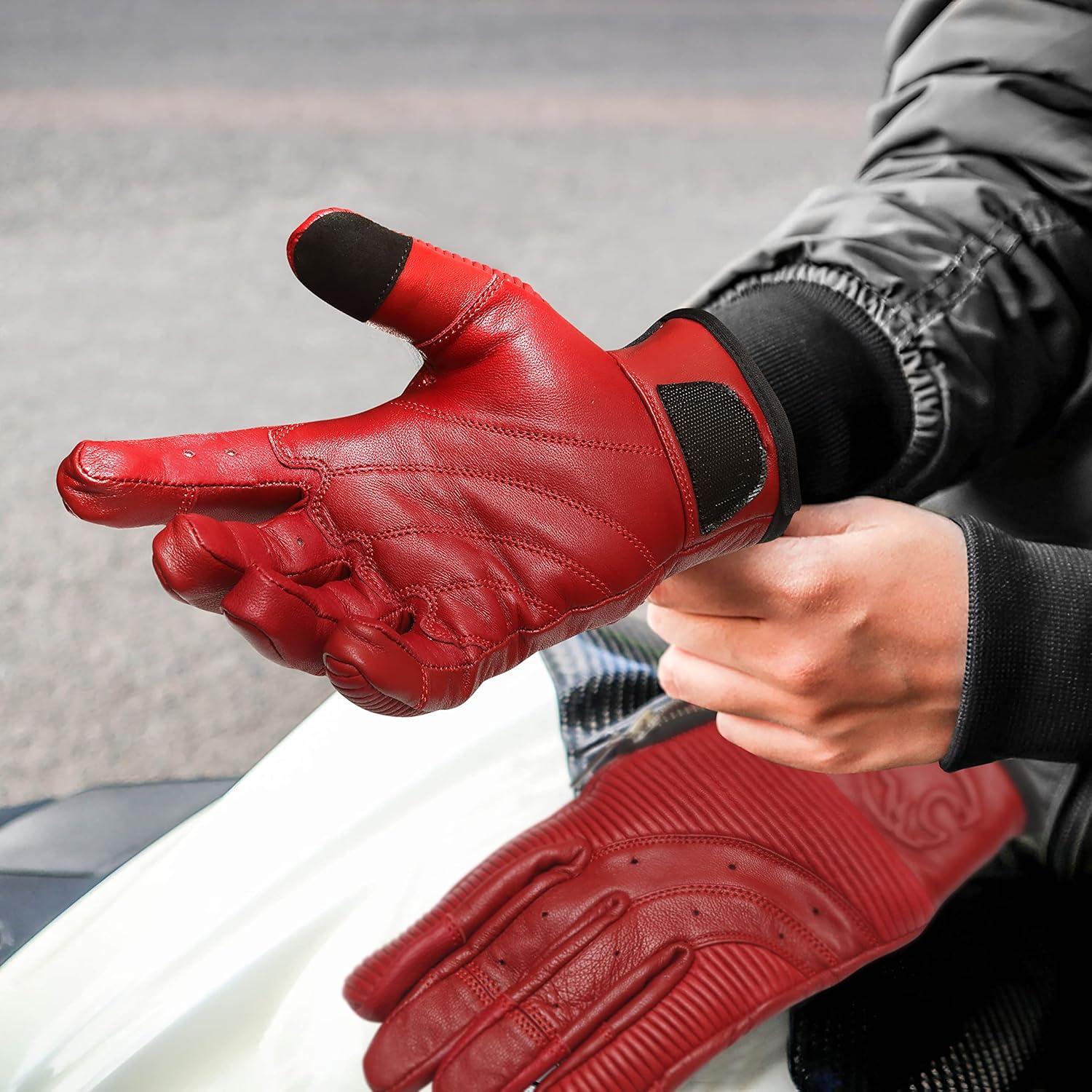 Guantes de Motocicleta J.A.G. Cuero Perforado Táctiles