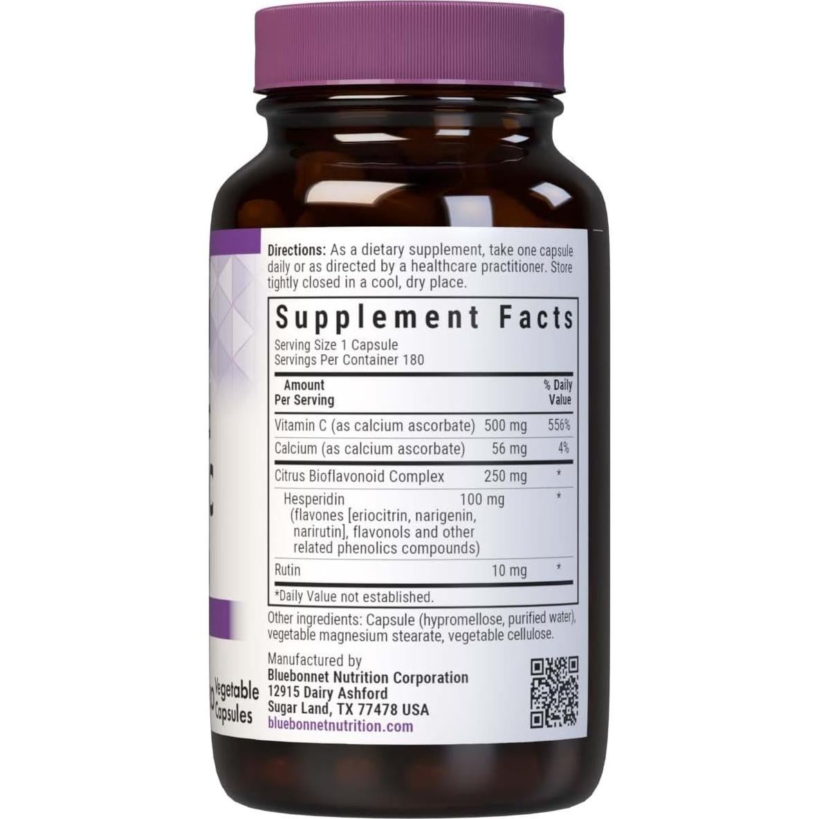 Cápsulas Vegetales Vitamina C 500 mg BlueBonnet 180 Unidades